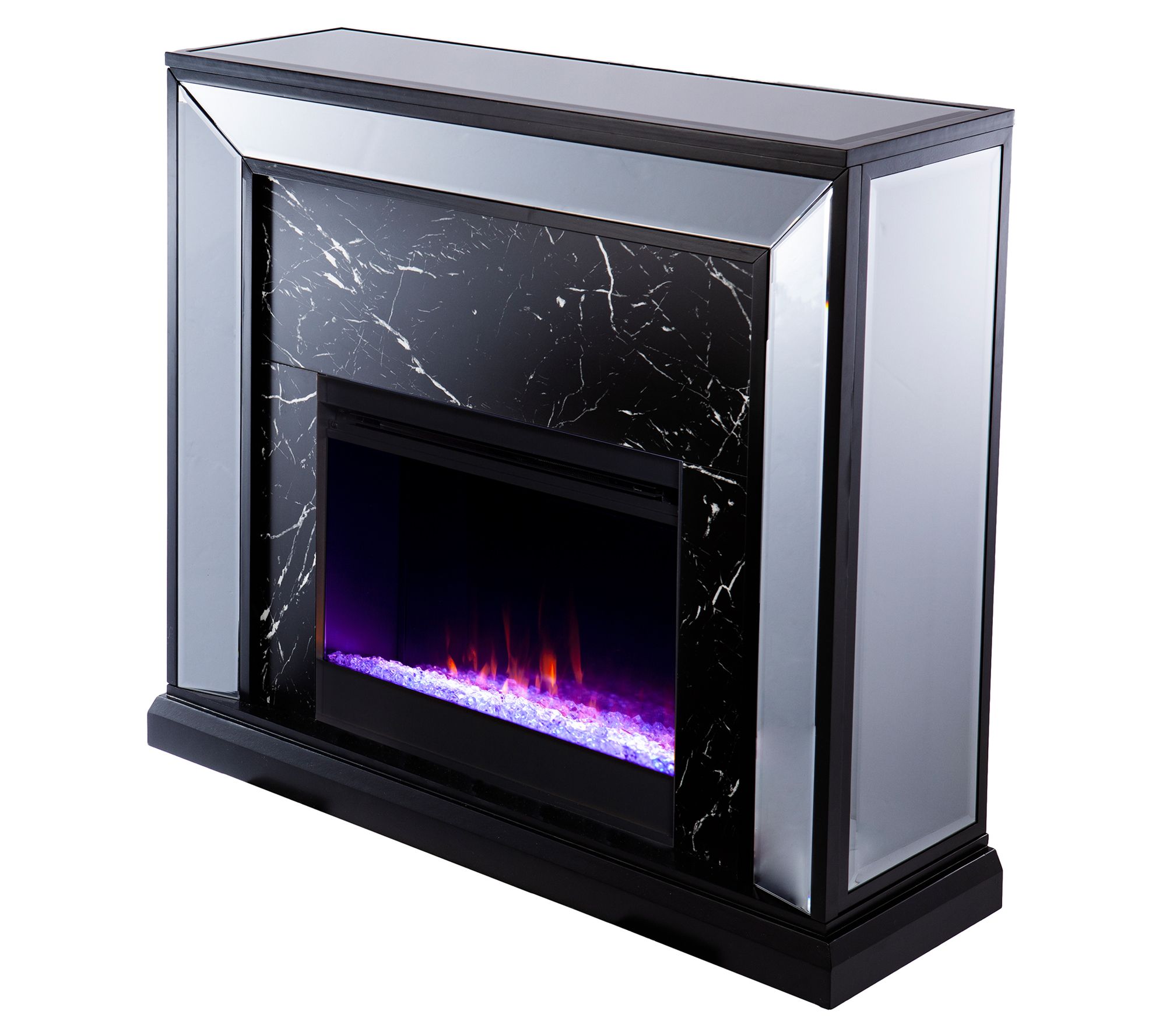 SEI Furniture Trandling Mirrored Faux Marble Co lor Fireplace