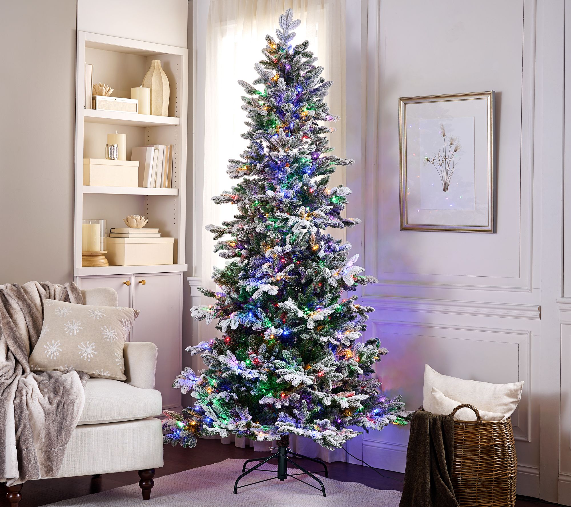 9' Twinkling Snow Kissed Spruce Tree by Valerie