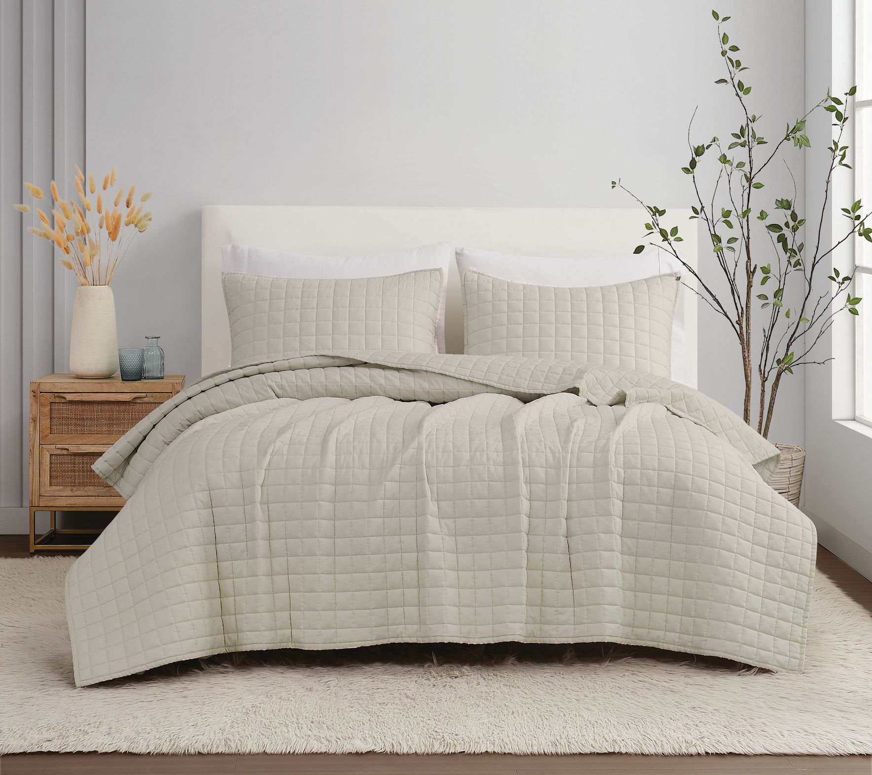 Brooklyn Loom F lax Linen Full/ Queen 3-Piece Q uilt Set