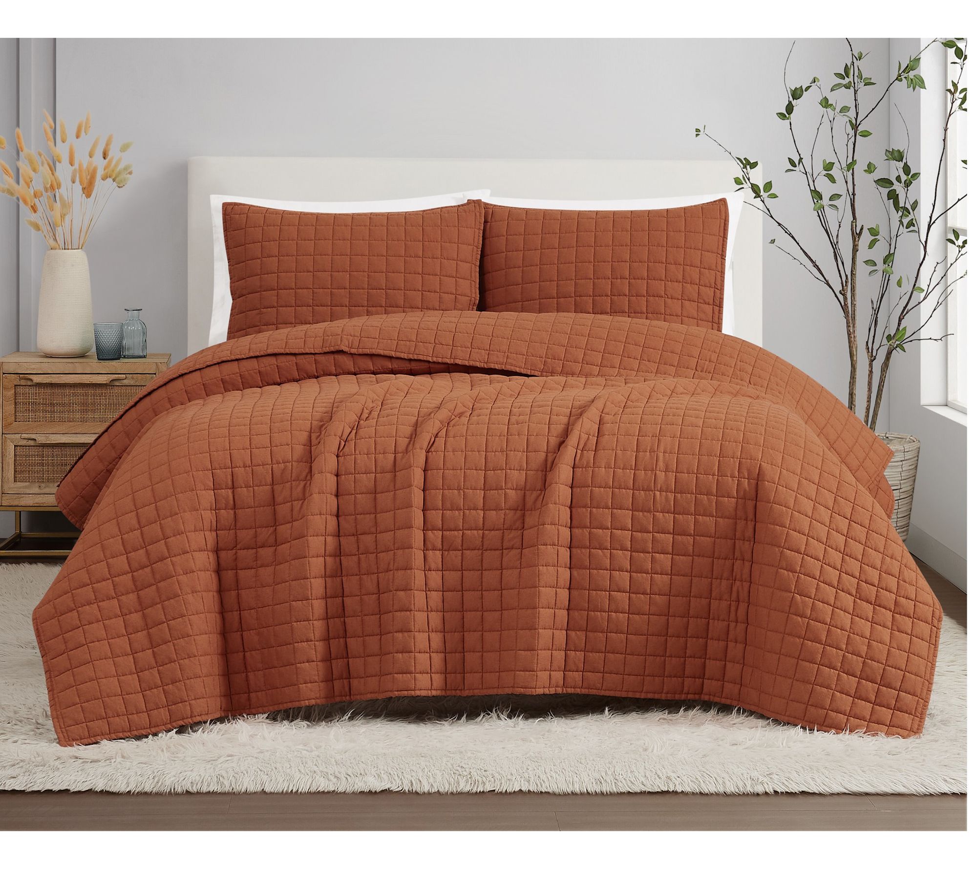Brooklyn Loom F lax Linen Full/ Queen 3-Piece Q uilt Set