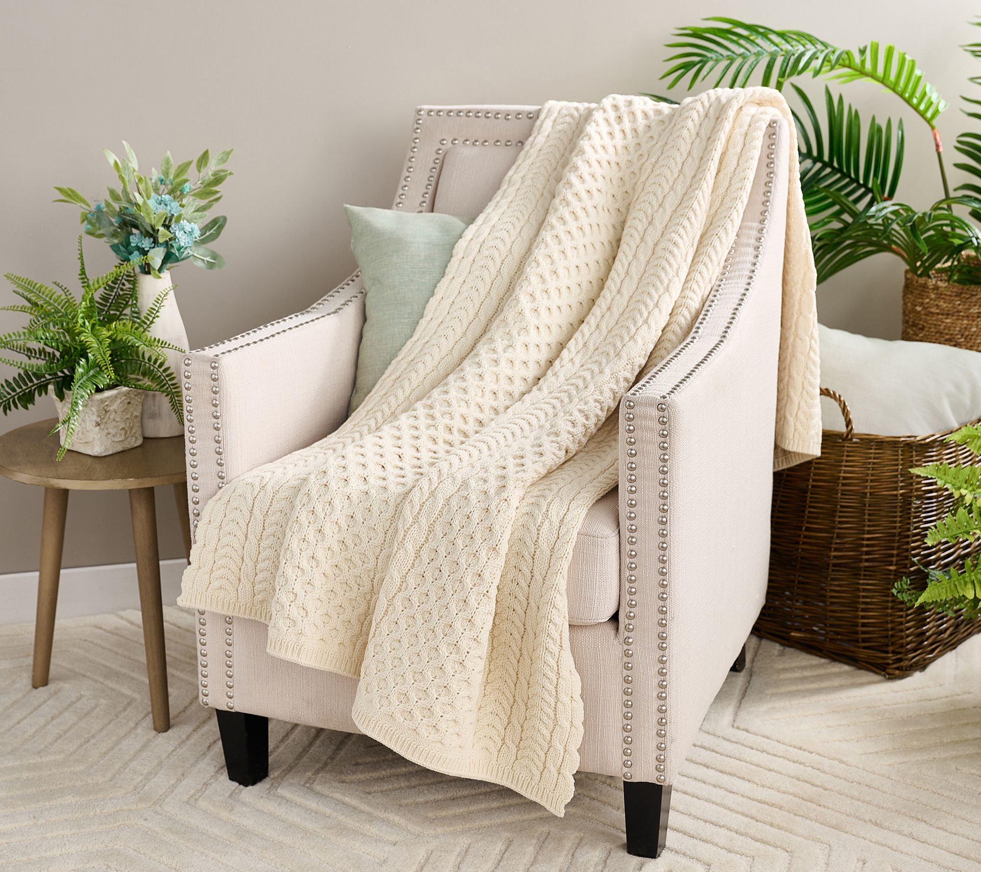 As Is Aran Craft Super Soft Merino Wool 38" X 71" Blanket