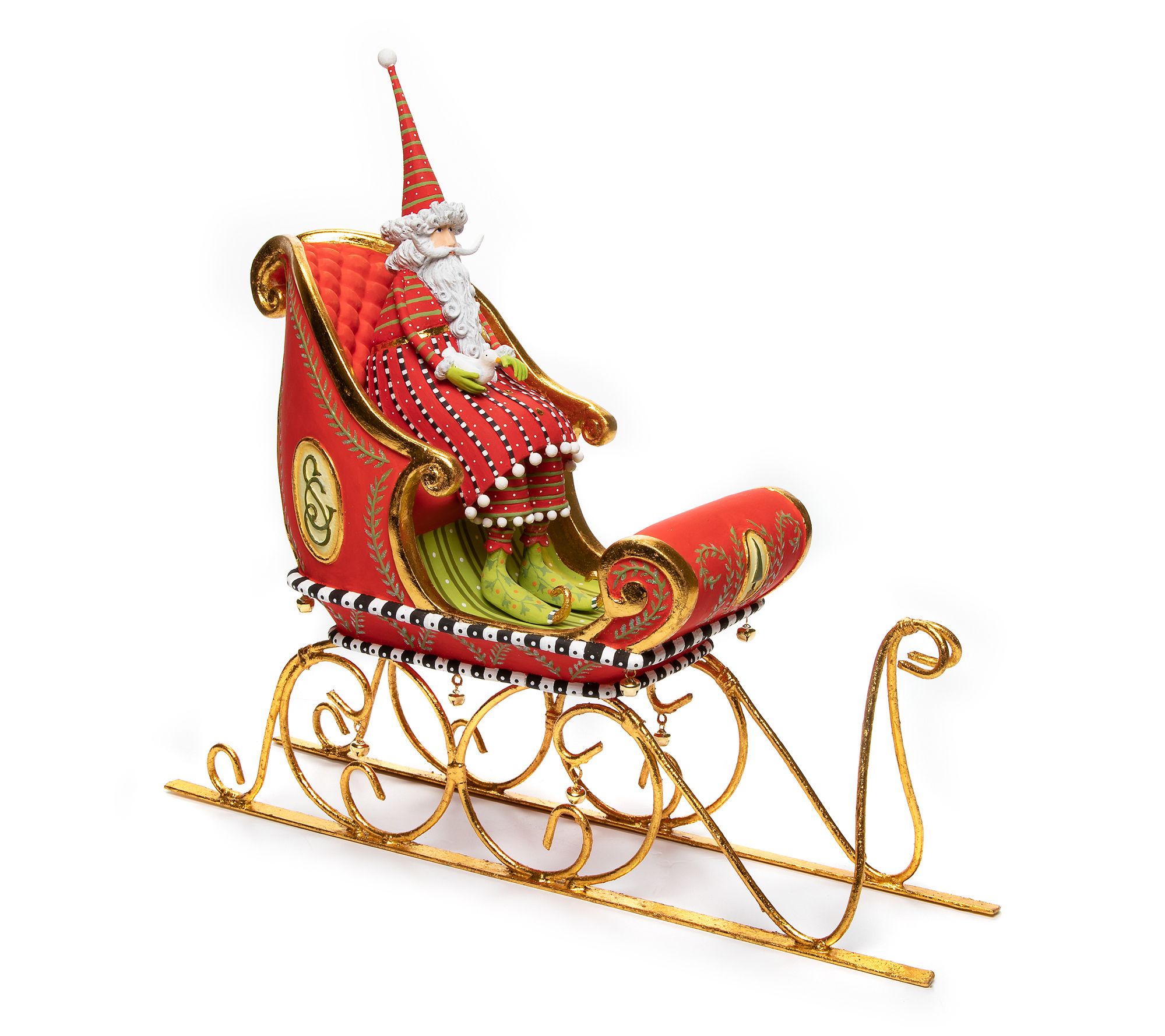 MacKenzie-Childs Dash Away Sitting Santa & Sleigh Figure Set