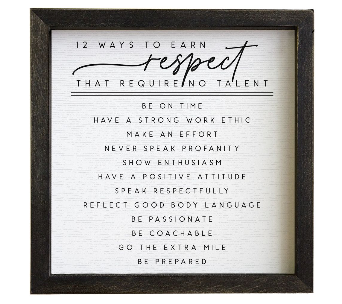 Sincere Surroundings 24" 12 Ways Respect LargeRustic Frame