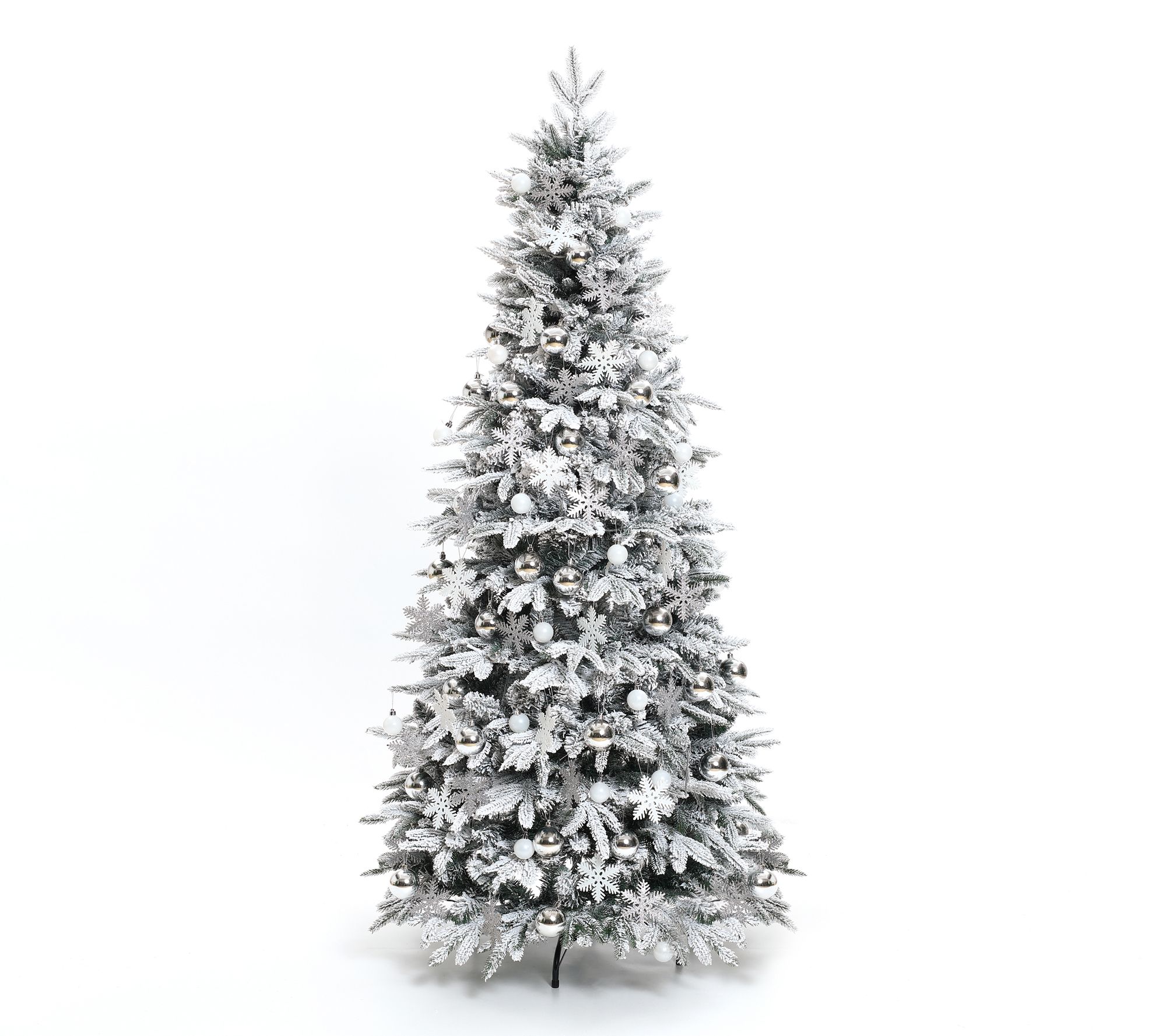 LuxenHome 6Ft Pre-Lit Snow Flocked Pop-Up Artificial Tree