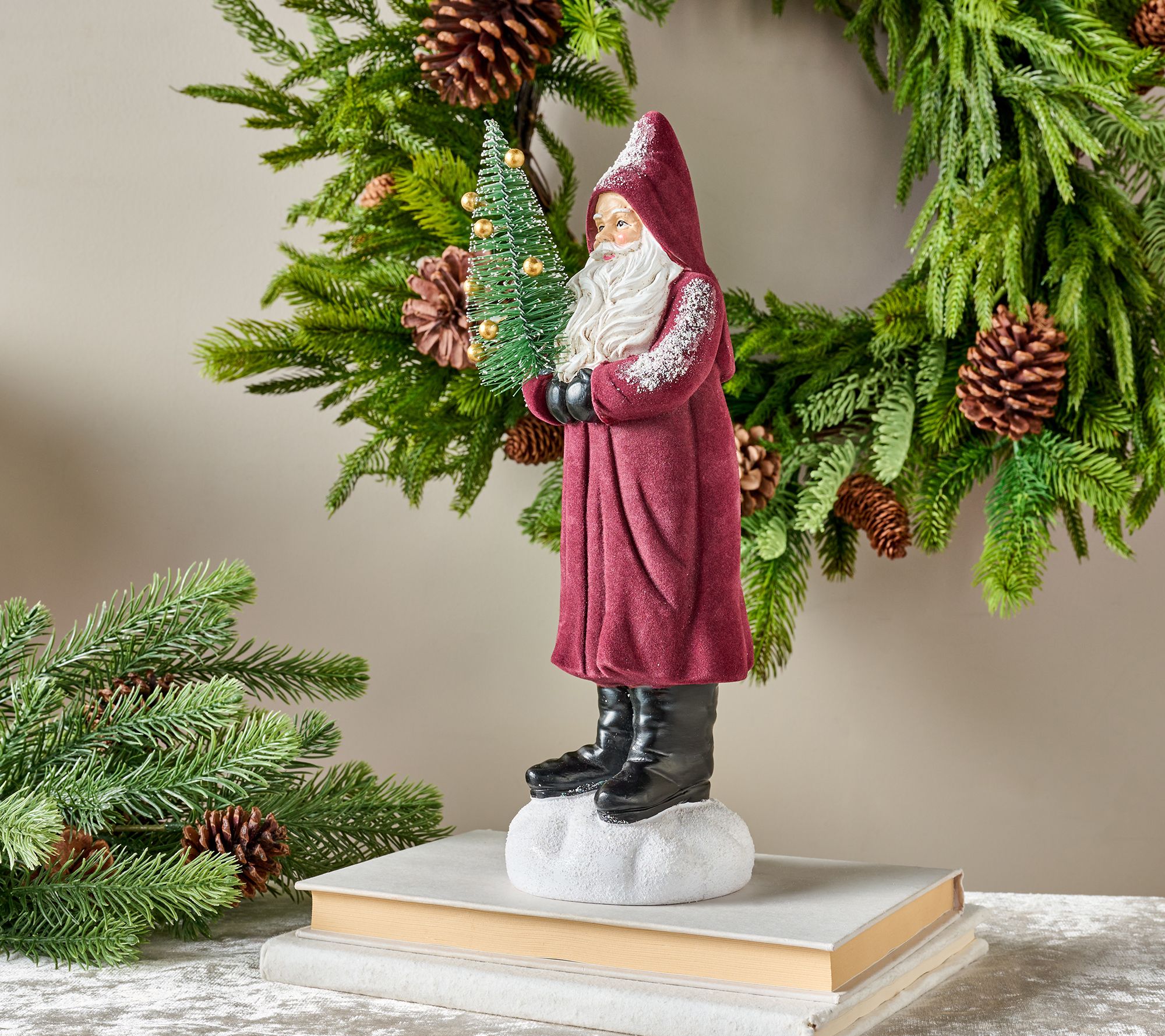 "As Is" Home Reflections 12.5" Flocked Resin Santa