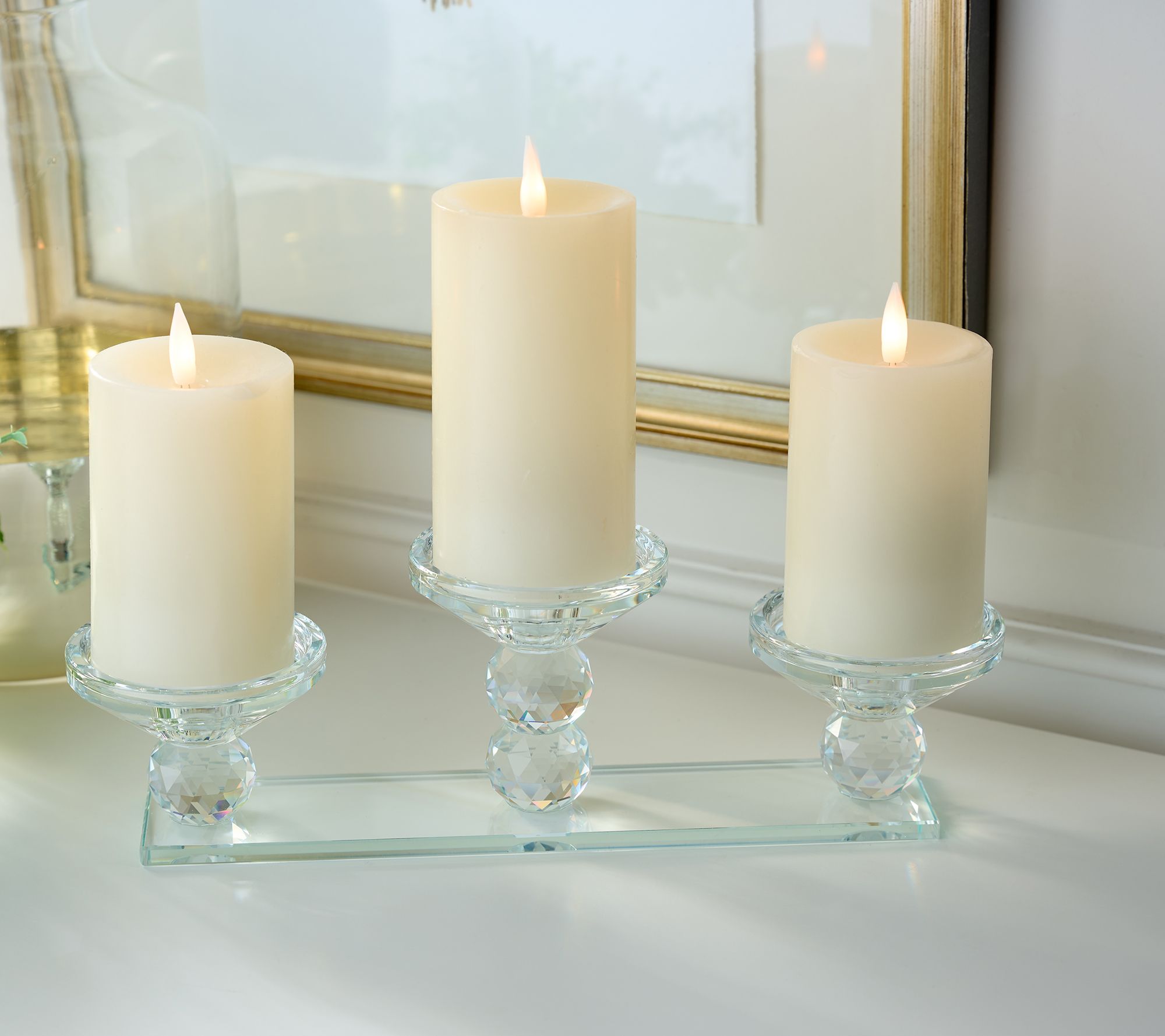 13.5" Faceted Glass Candle Holder Centerpiece by Valerie