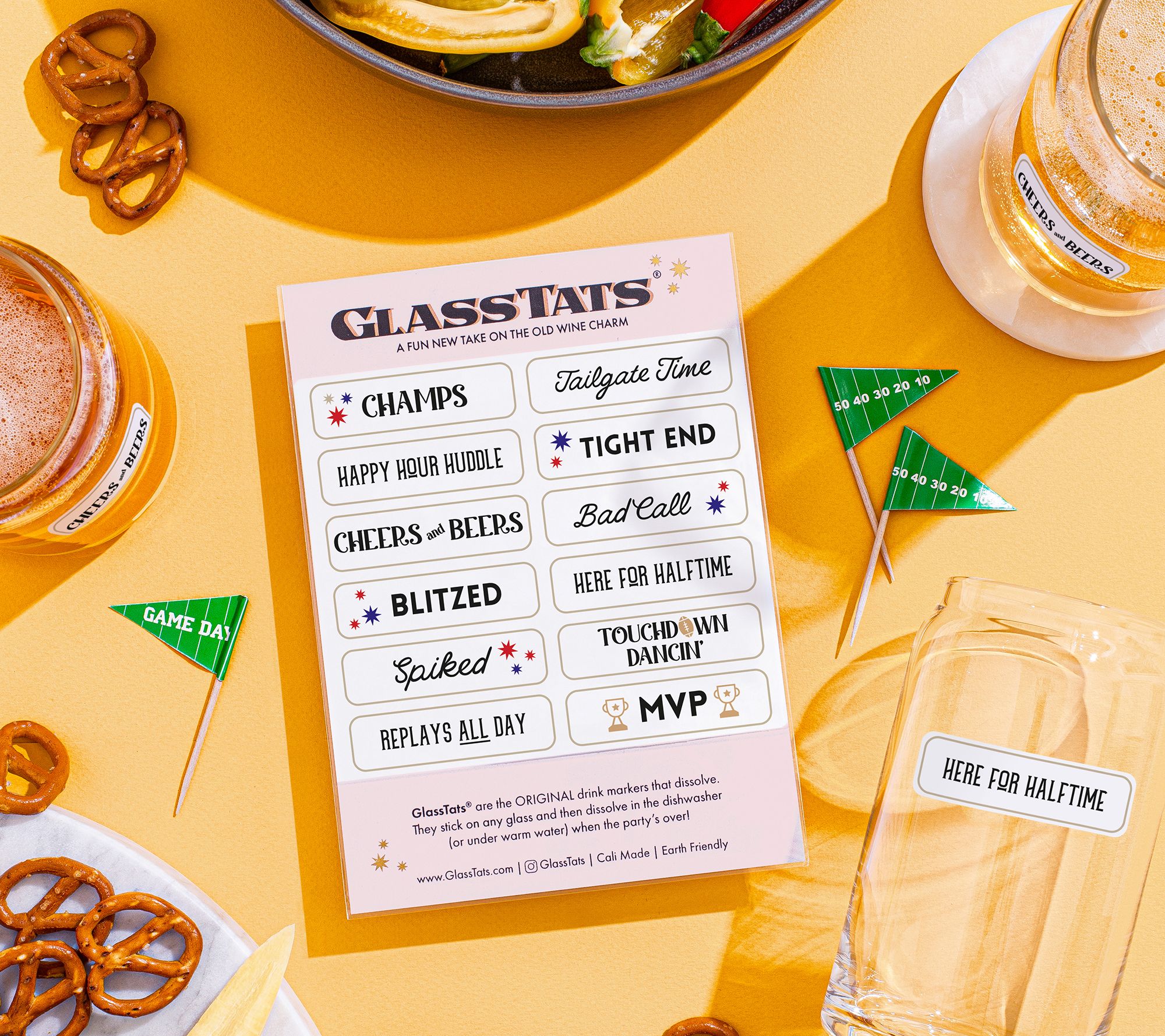 GlassTats Set of 36 Dissolvable Temporary Glass Markers