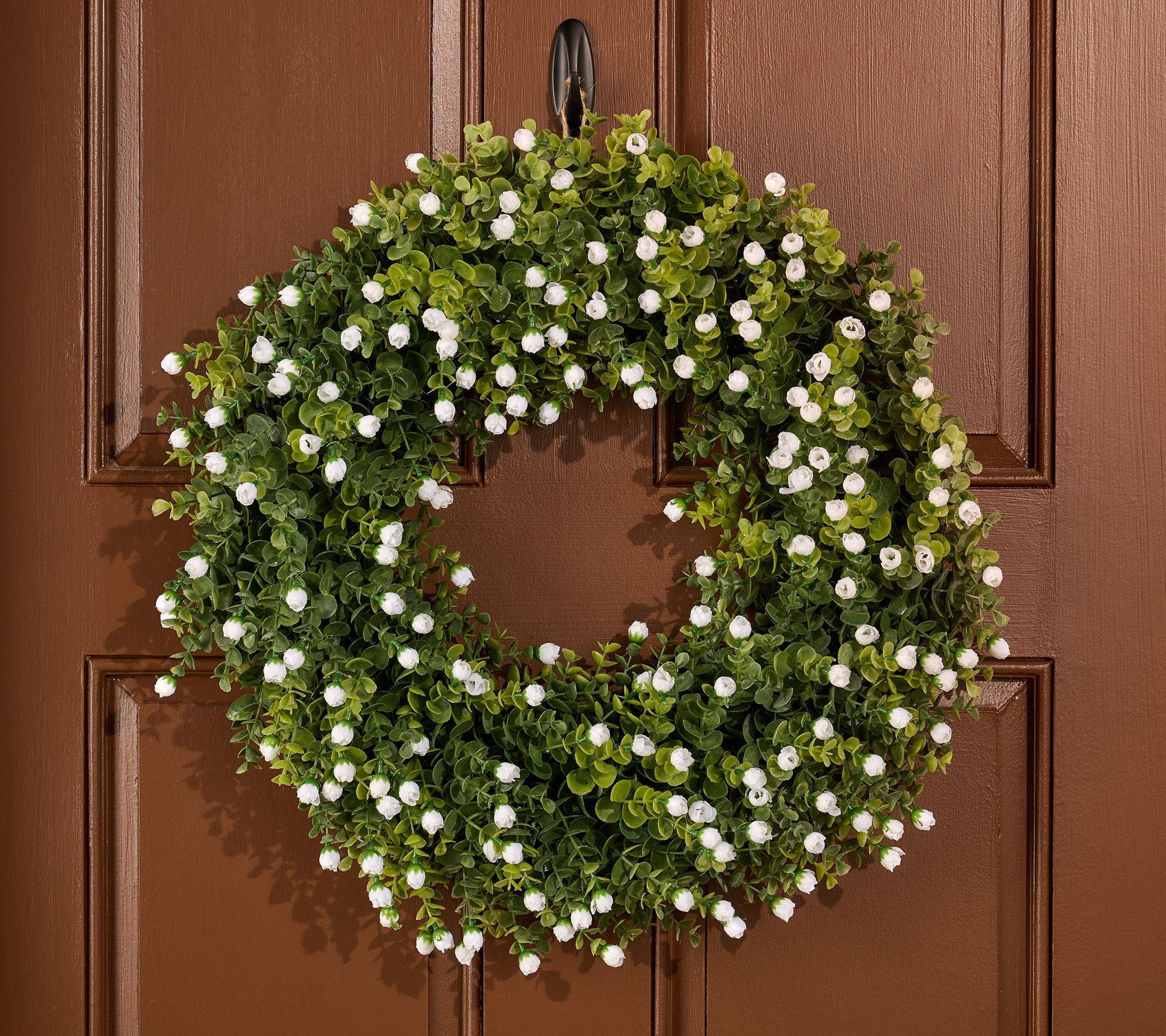 "As Is" Indoor/ Outdoor Boxwood & Rosebud Wreath by Kim Gravel