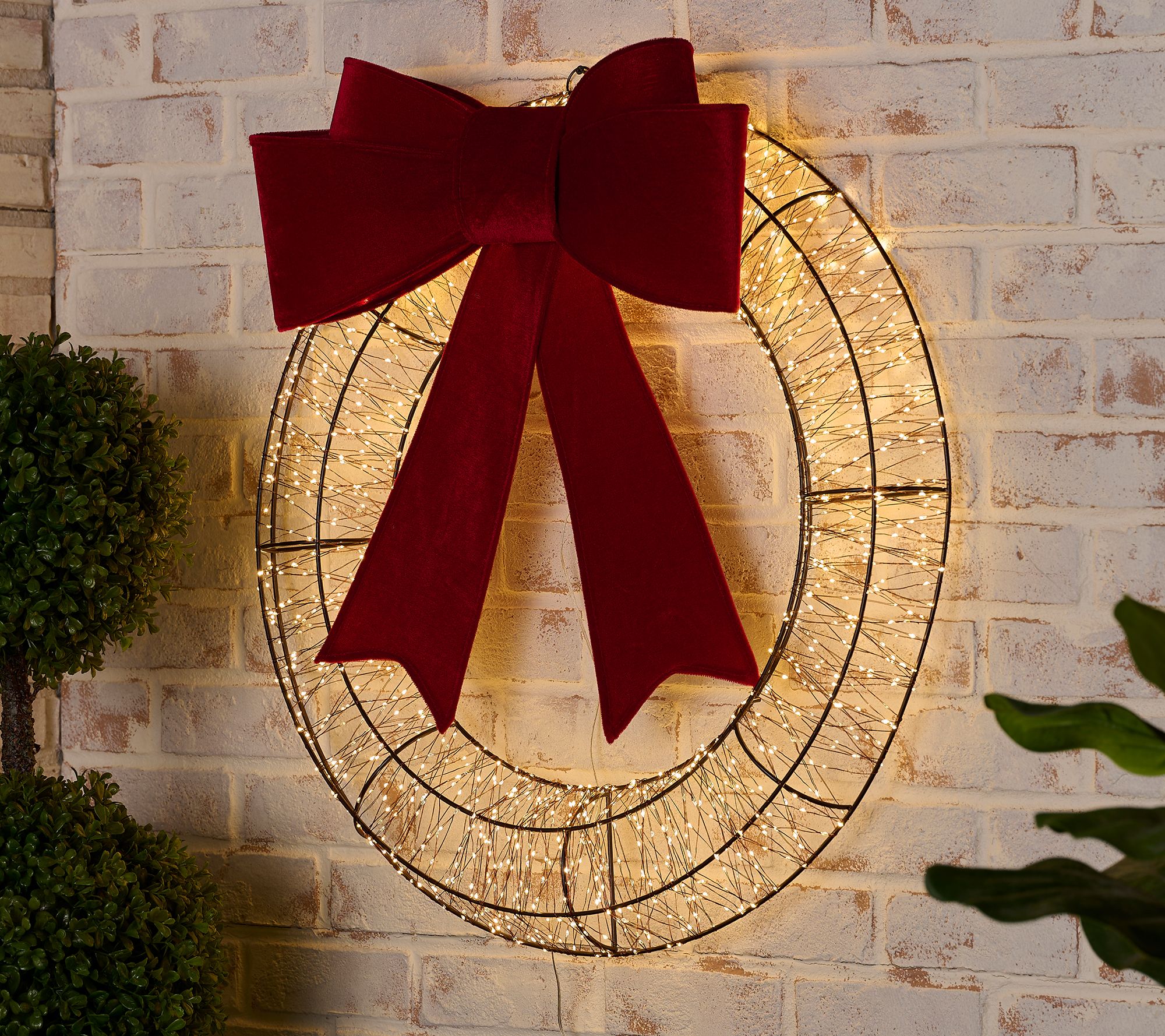 "As Is" Home Reflections Oversized 28" LED Wreath with Bow