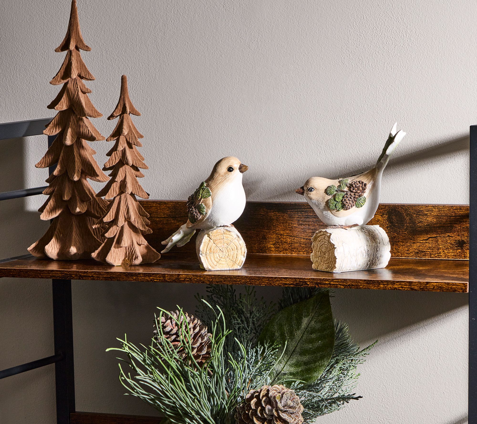 5-7"  Leaf and Pinecone Bird Set of 2 by Valeri e