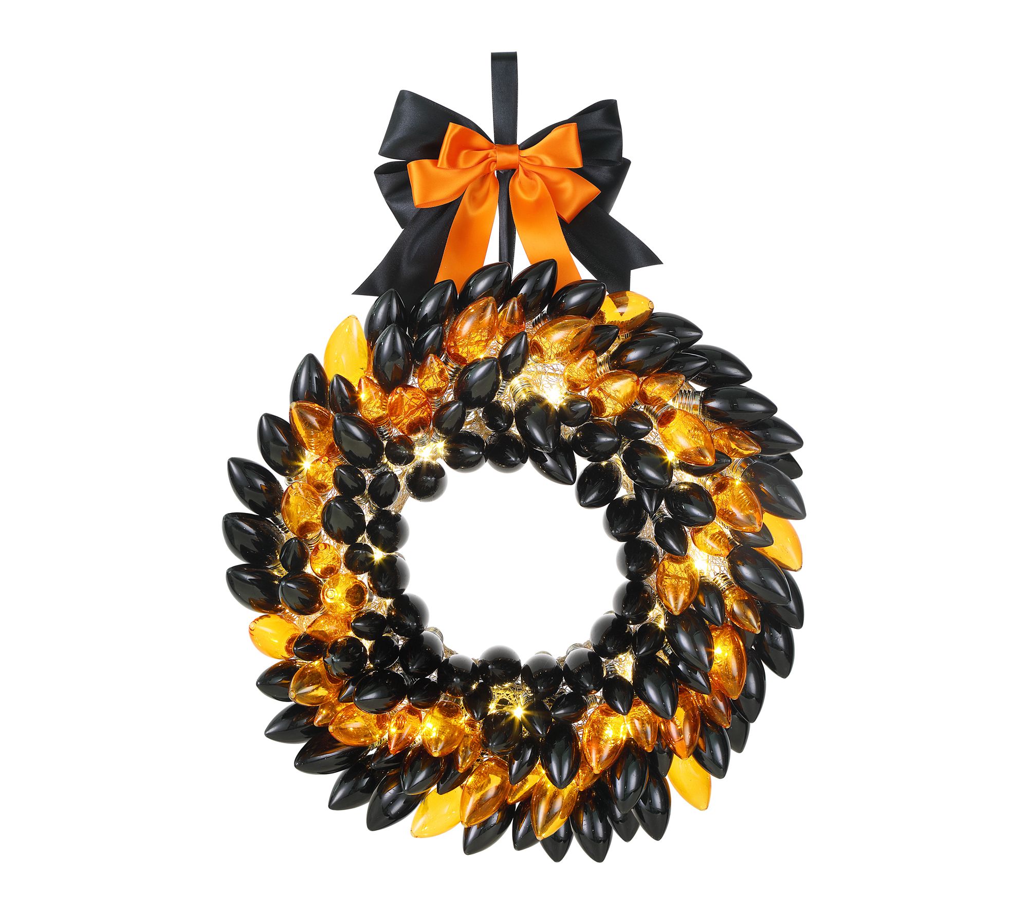 Mr. Halloween 17in Retro C9 Bulb Wreath Black and Orange