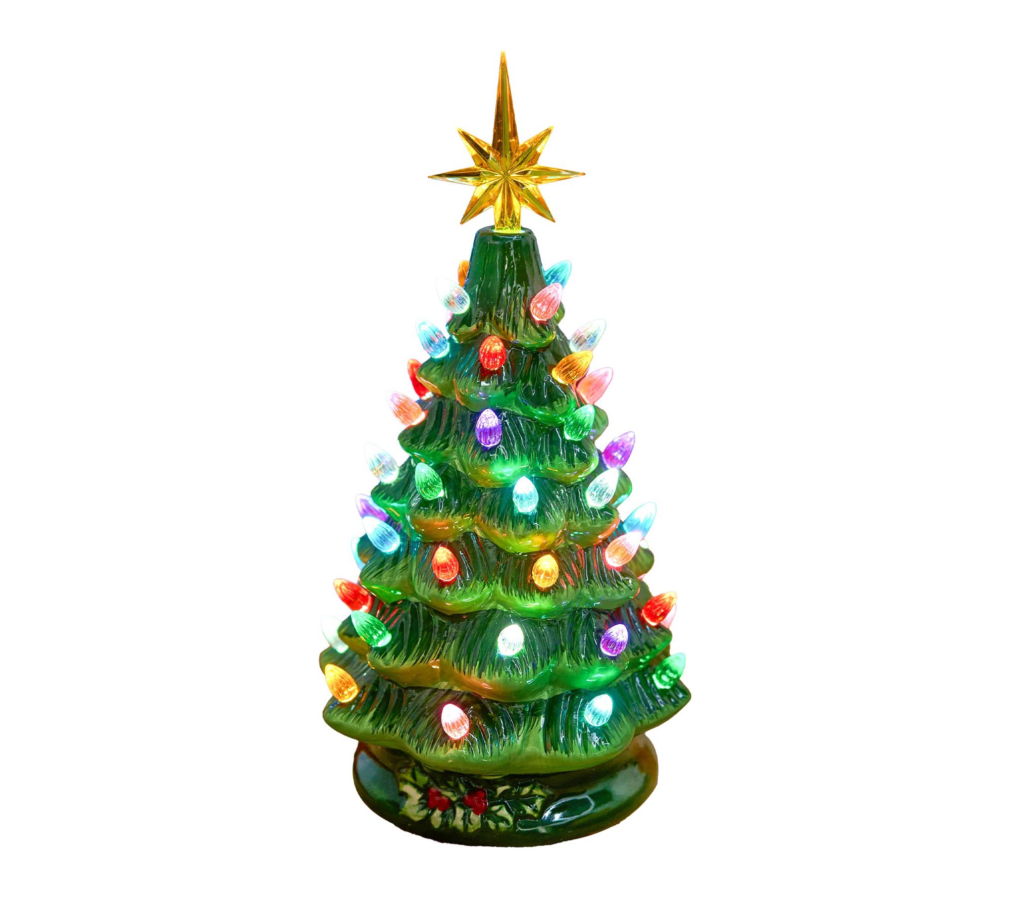 Joyfy 12" Ceramic Christmas Tree with Multicolored LED Lights