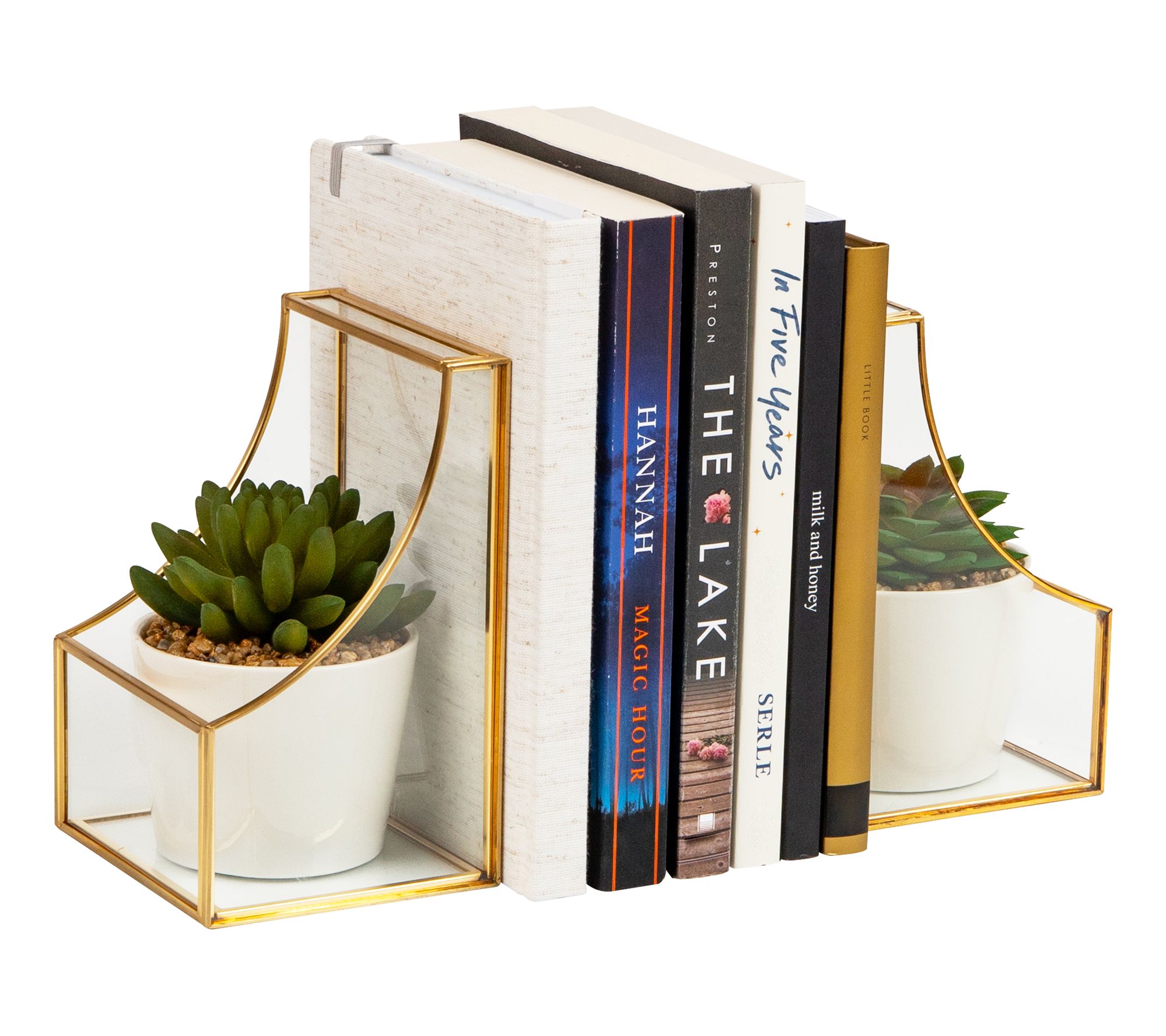 Mind Reader Terrarium Bookends, Decorative Book  Holders