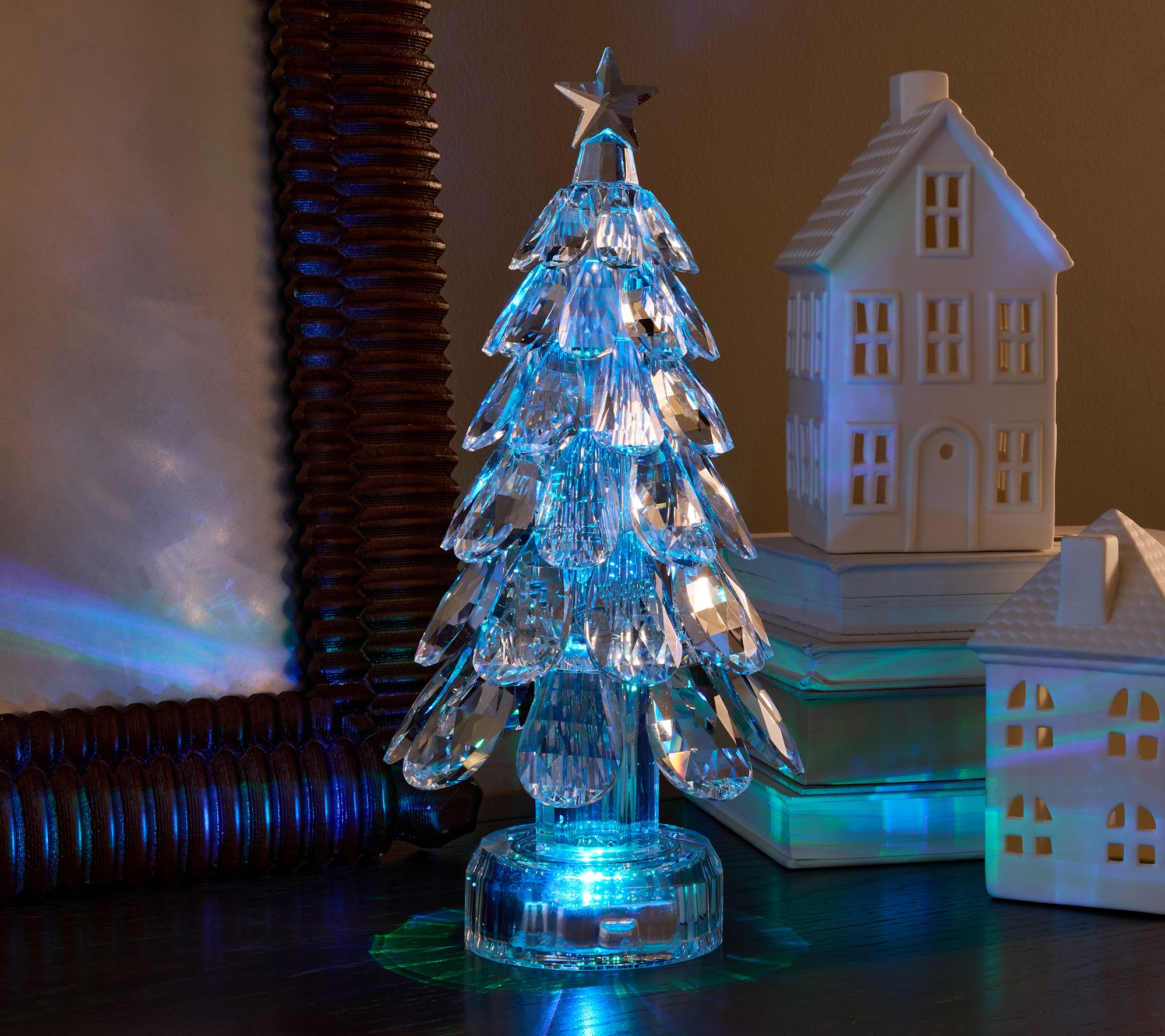 "As Is" 12" Twinkling Faceted Glass 6-Tier Tree by Valerie