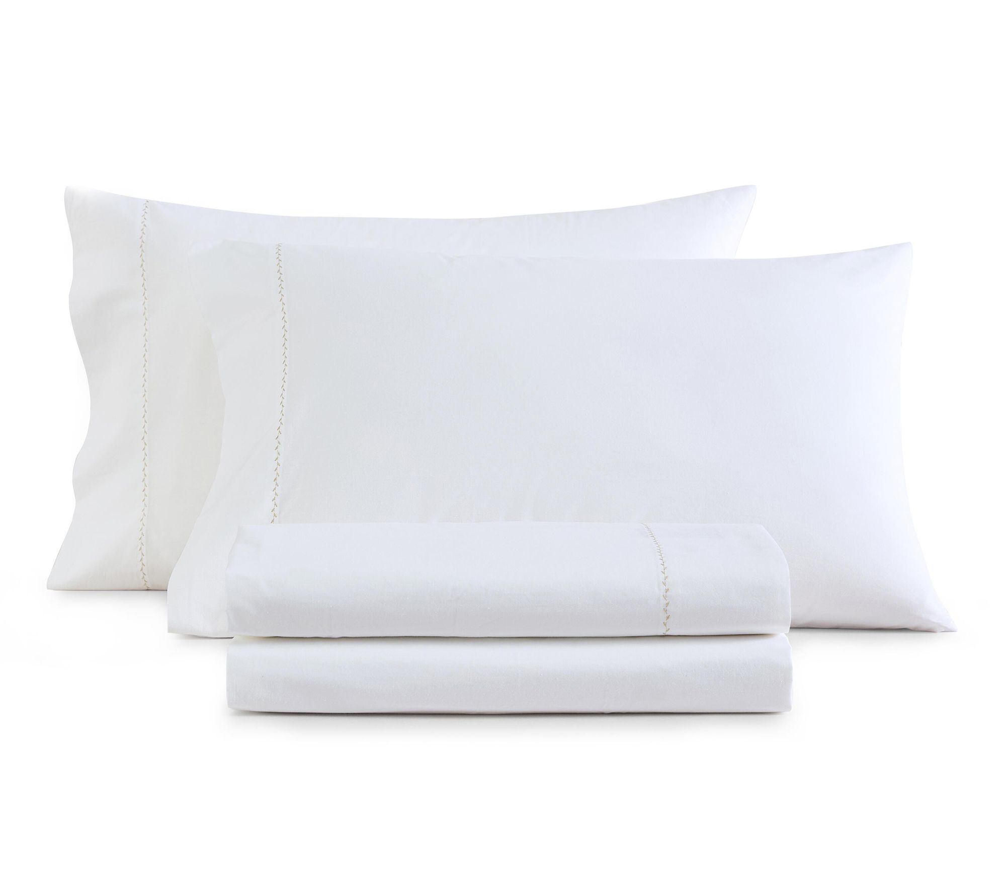 Martha Stewart Lilly Pond Leaf Beige Cotton King Sheet Set