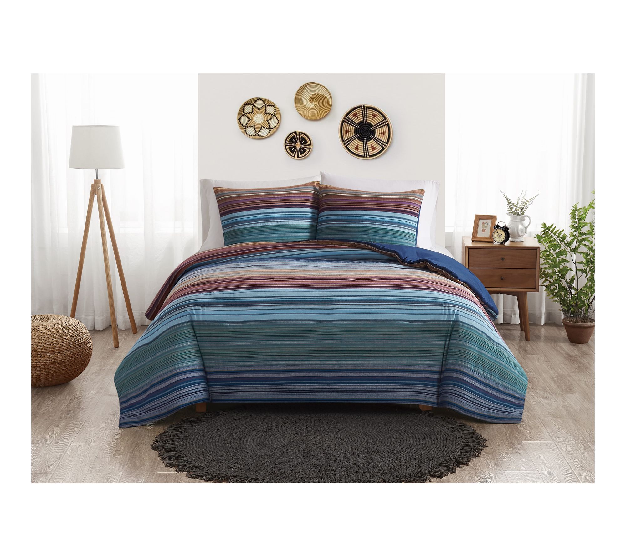 Brooklyn Loom Yarn Dye Stripe 3 Piece King Comforter Set