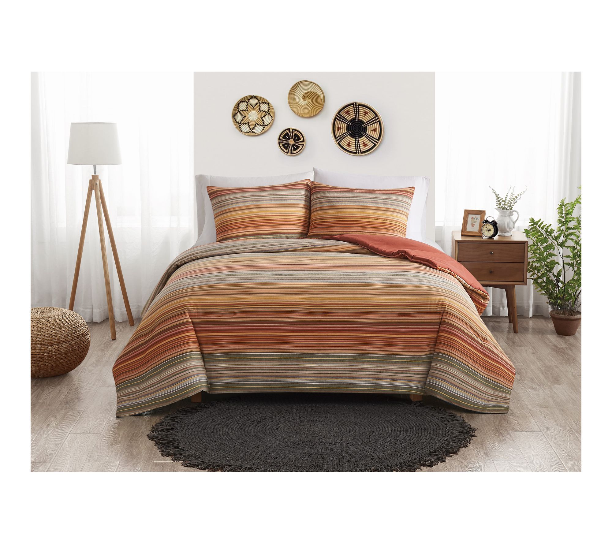 Brooklyn Loom Yarn Dye Stripe 3 Piece King Comforter Set