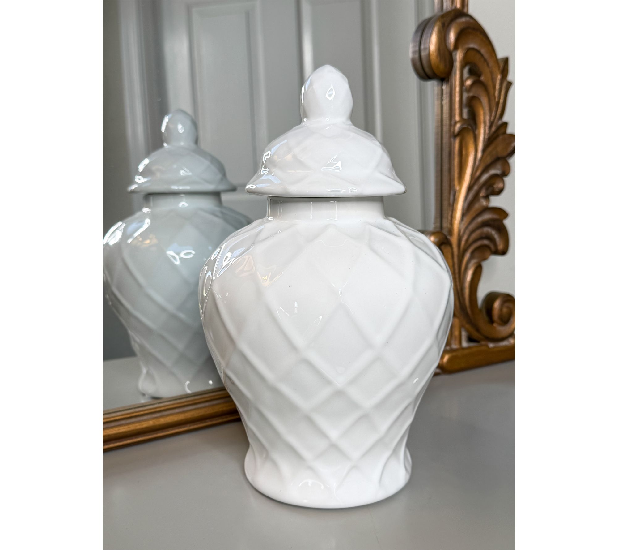 Simply Stunning 12" Ceramic Lattice Texture Ginger Jar by Janine Graff