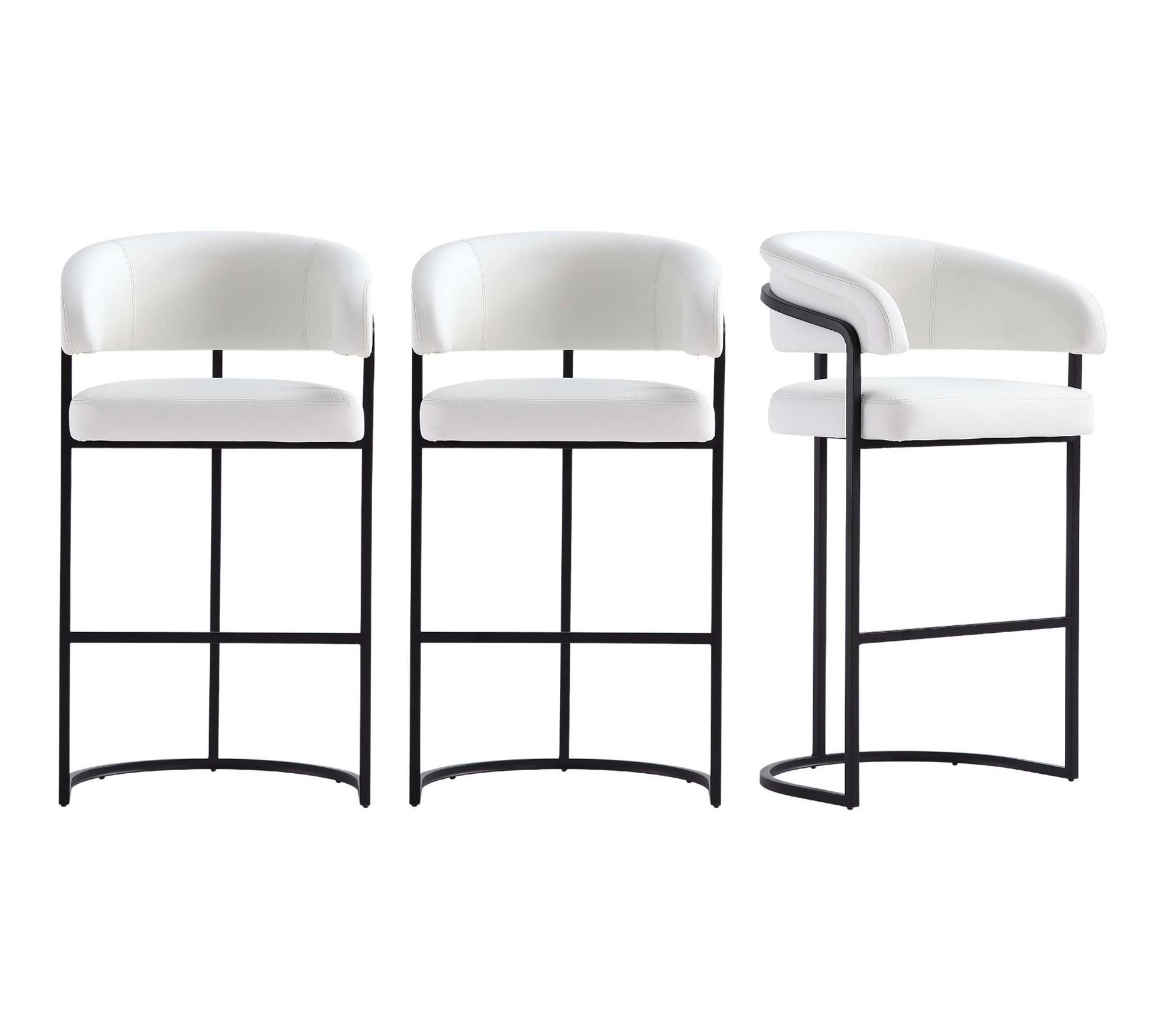 Manhattan Comfort Augusta Metal Upholstered Barstool- Set of 3