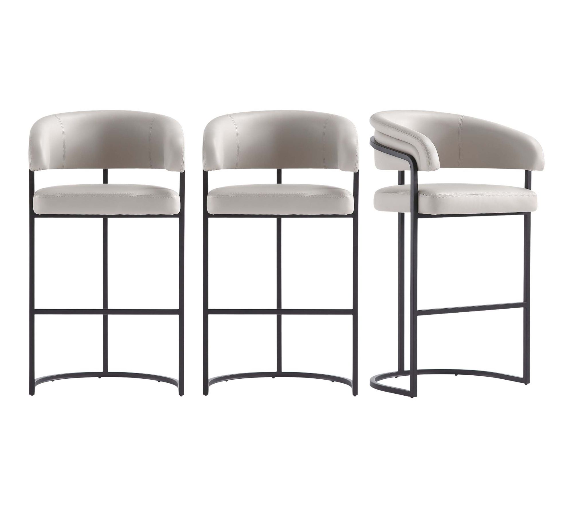 Manhattan Comfort Augusta Metal Upholstered Bar stool- Set of 3