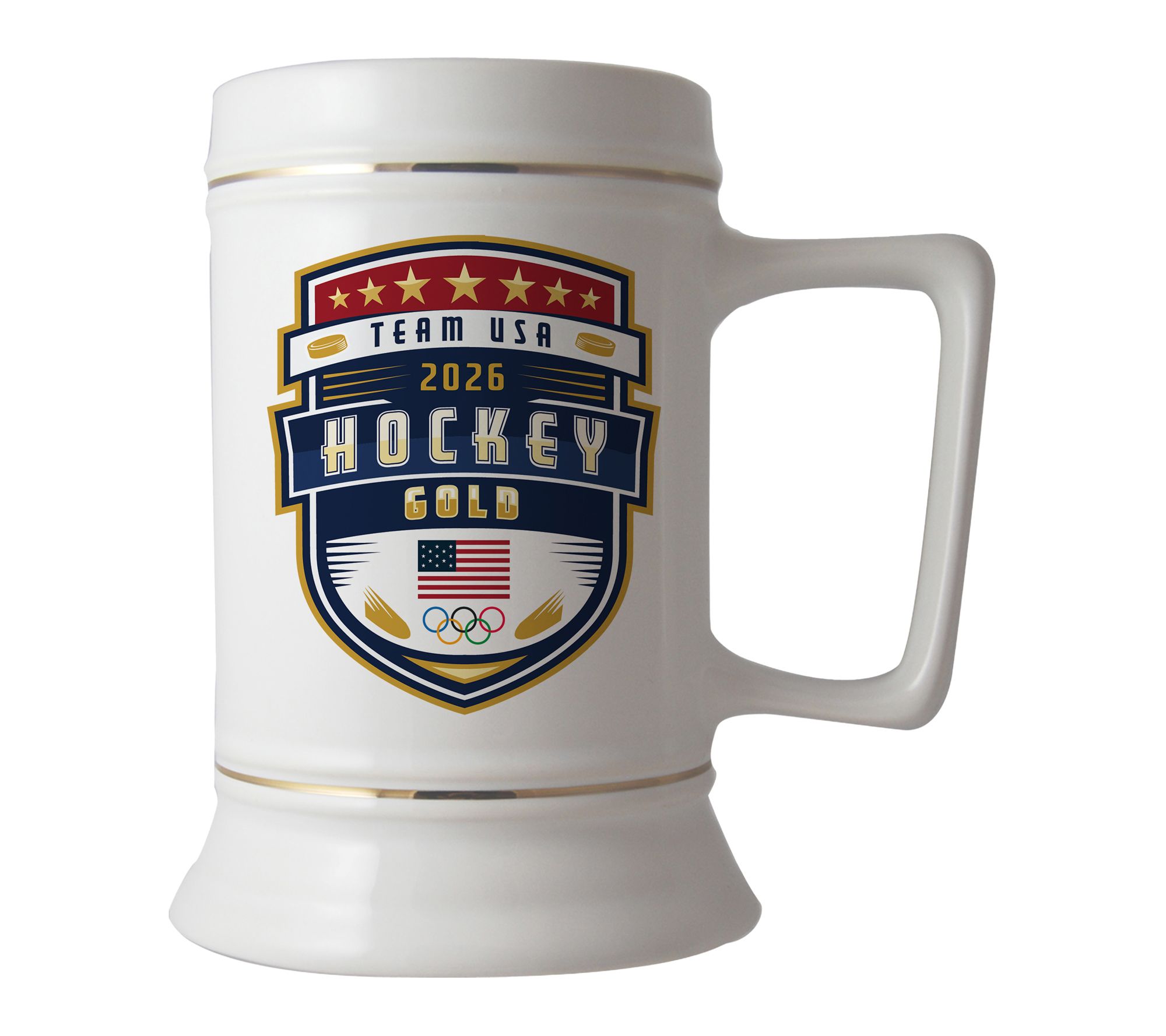  Memory Company 28oz Team USA Gold Crest HockeyCeramic Stein
