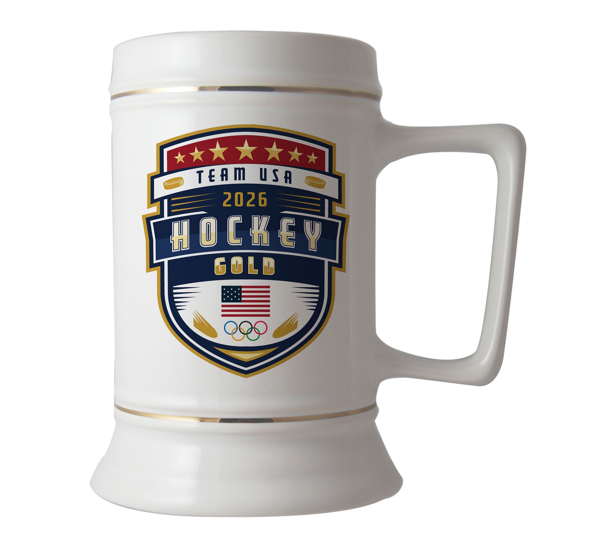 Memory Company 28oz Team USA Gold Crest HockeyCeramic Stein