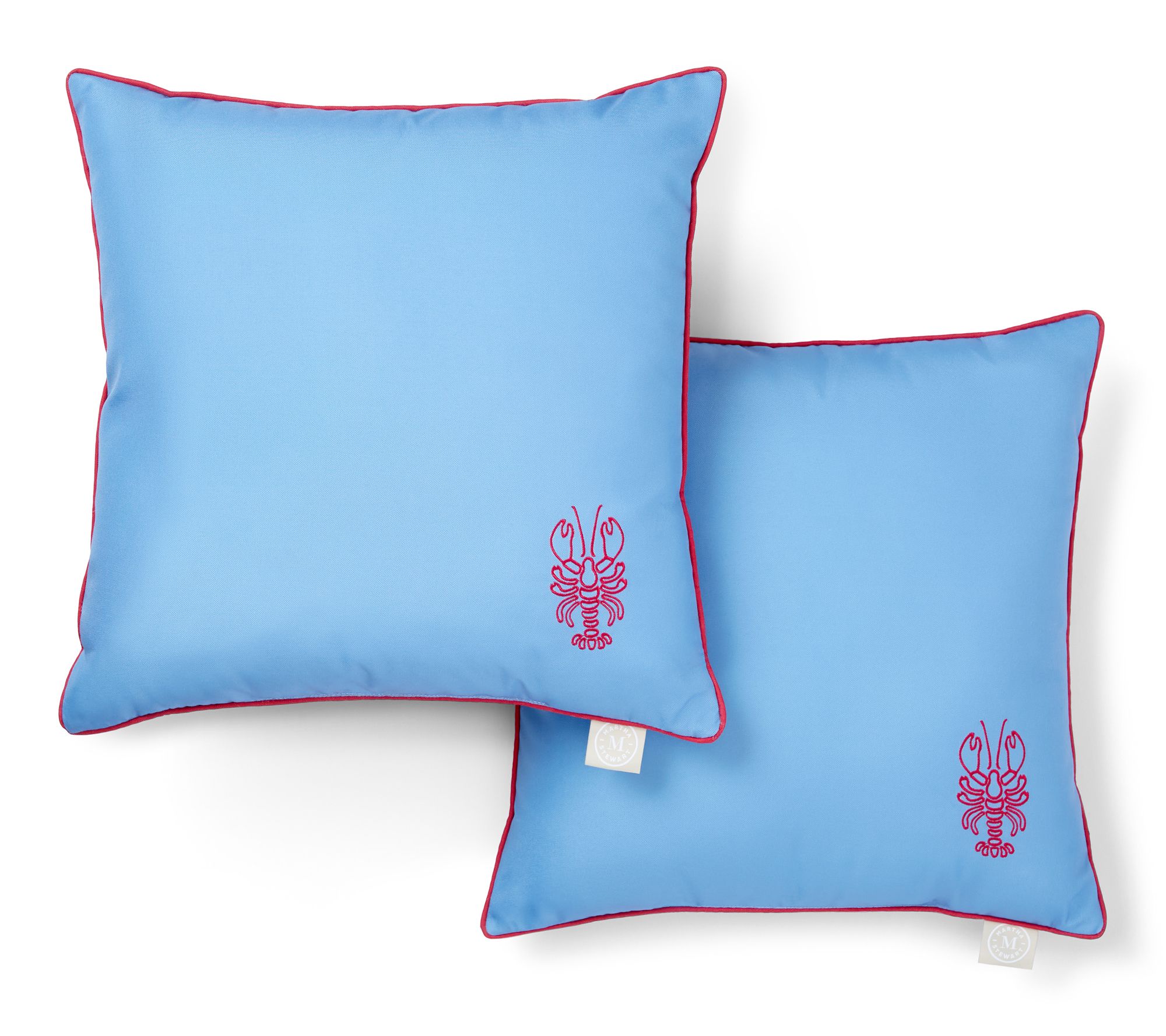  Martha Stewart Embroider Lobster 18"x18" Outdoor Pillow 2-Pack