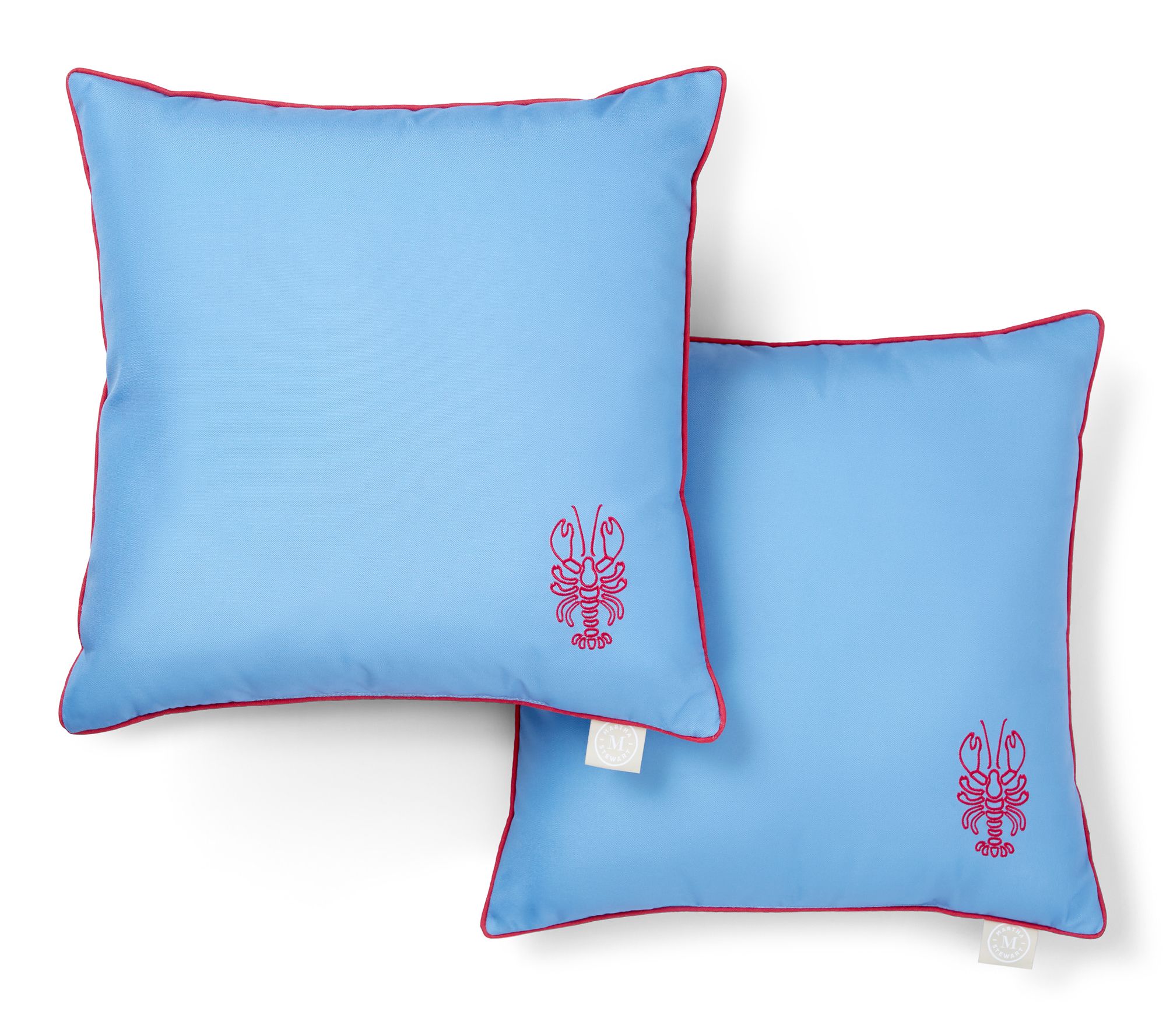 Martha Stewart Embroider Lobster 18"x18" Outdoor Pillow 2-Pack
