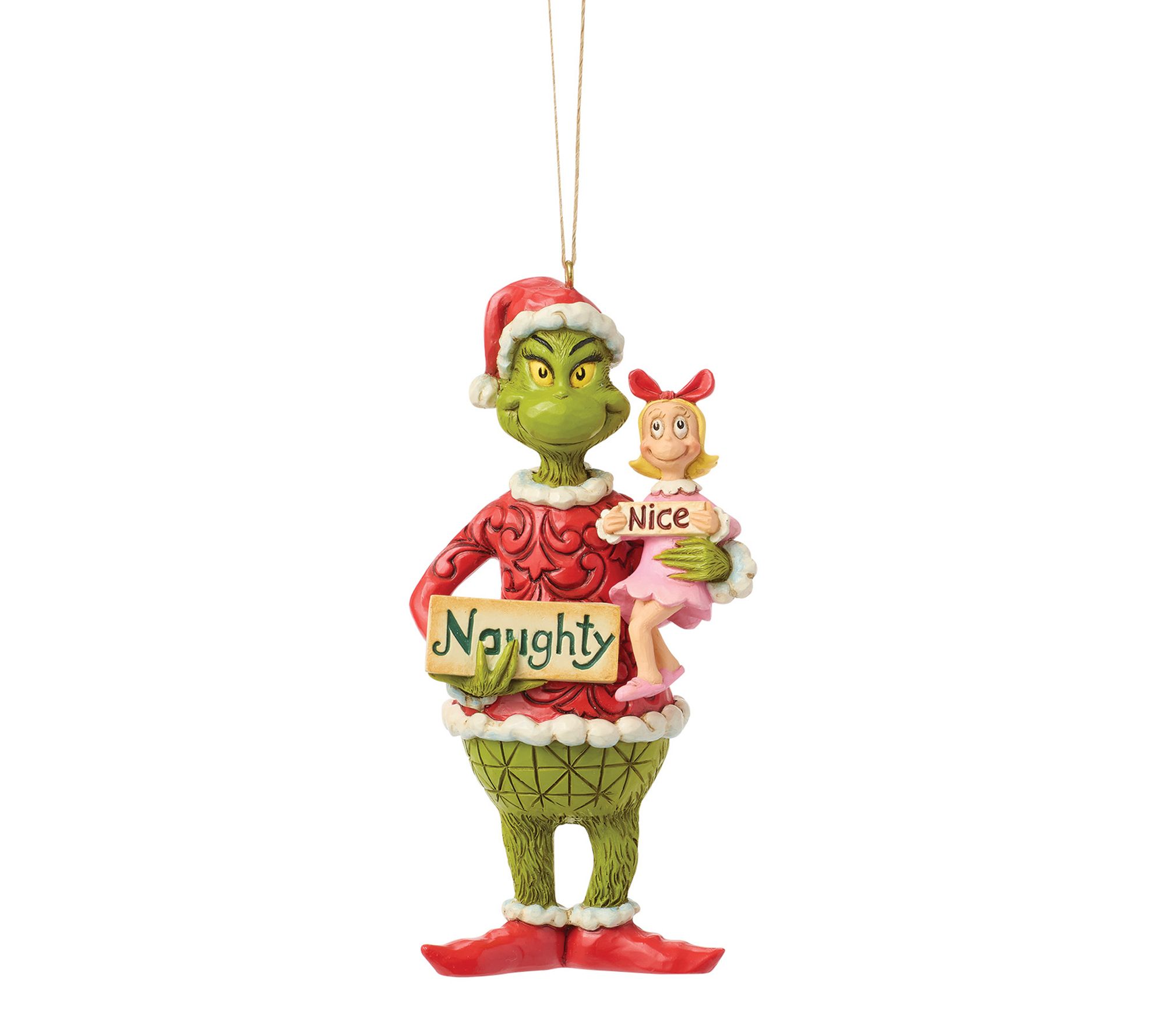 Jim Shore Grinch and Cindy Lou with Sign Hanging Ornament