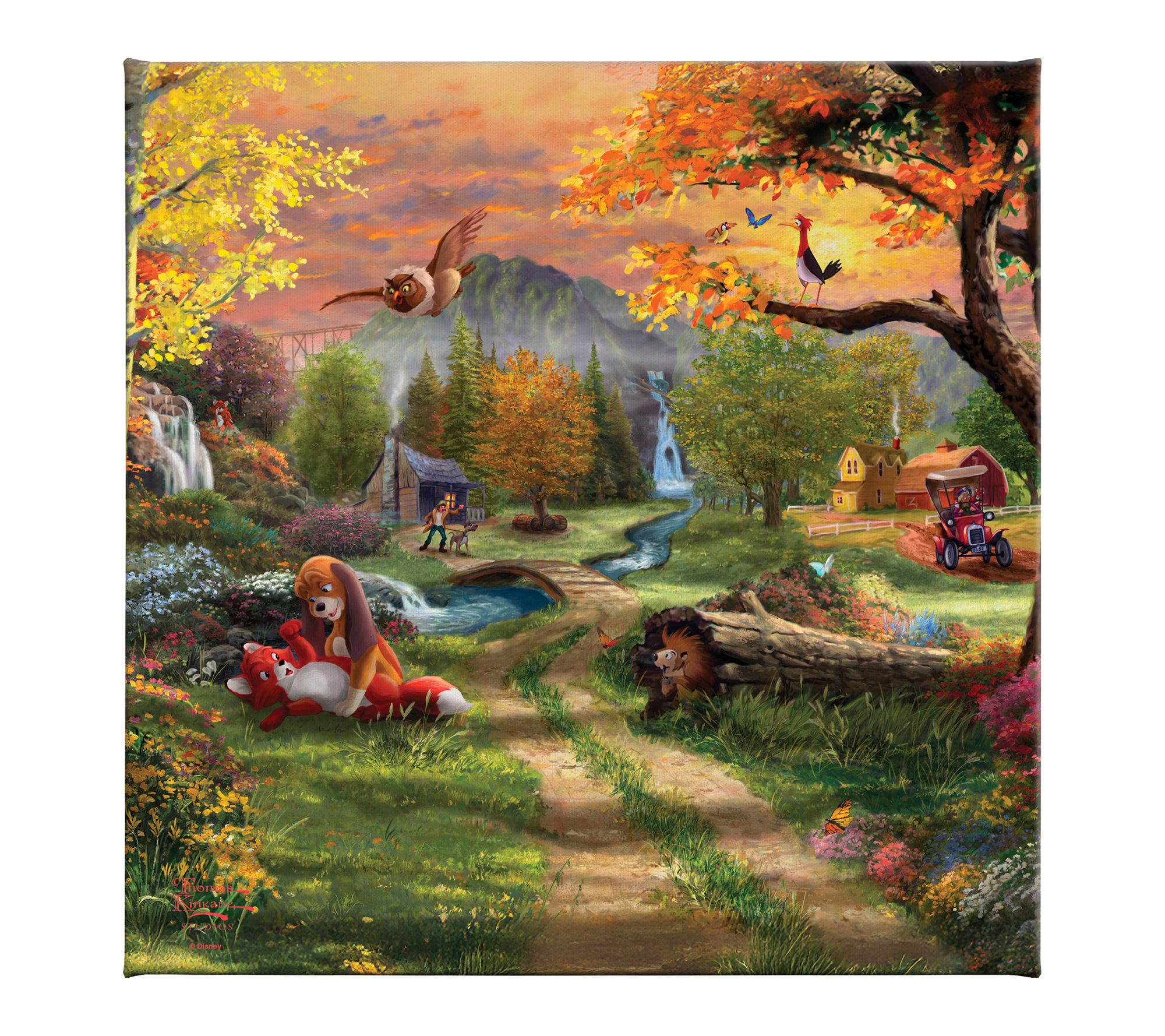 Thomas Kinkade The Fox and the Hound 14x14 Gallery Wrap