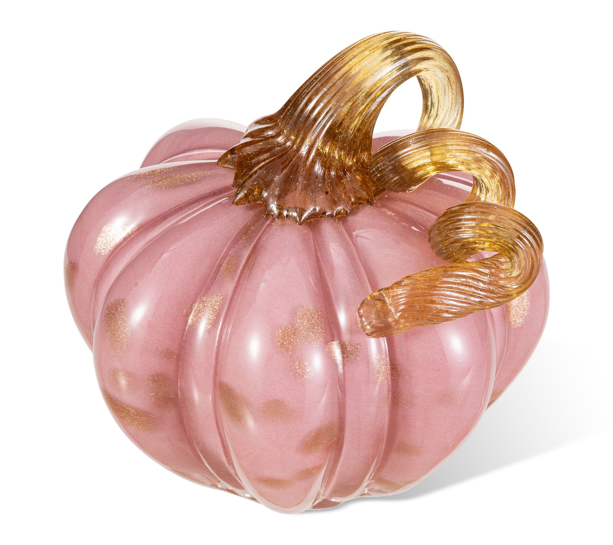 Glitzhome 4.75"H Multi Striped Glass Short Pumpkin