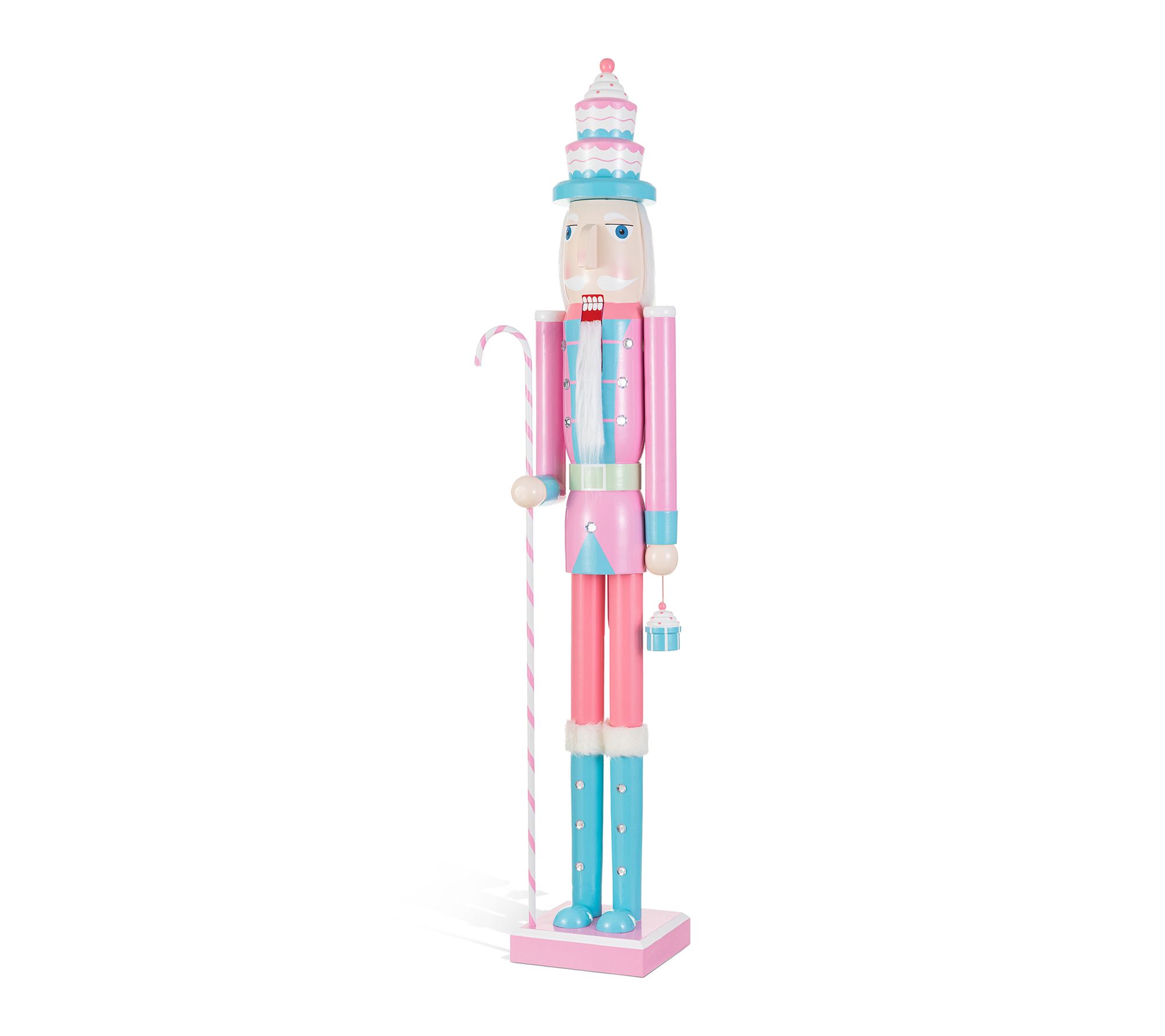 Glitzhome 42"H Wooden Christmas Pink Cake Nutcracker