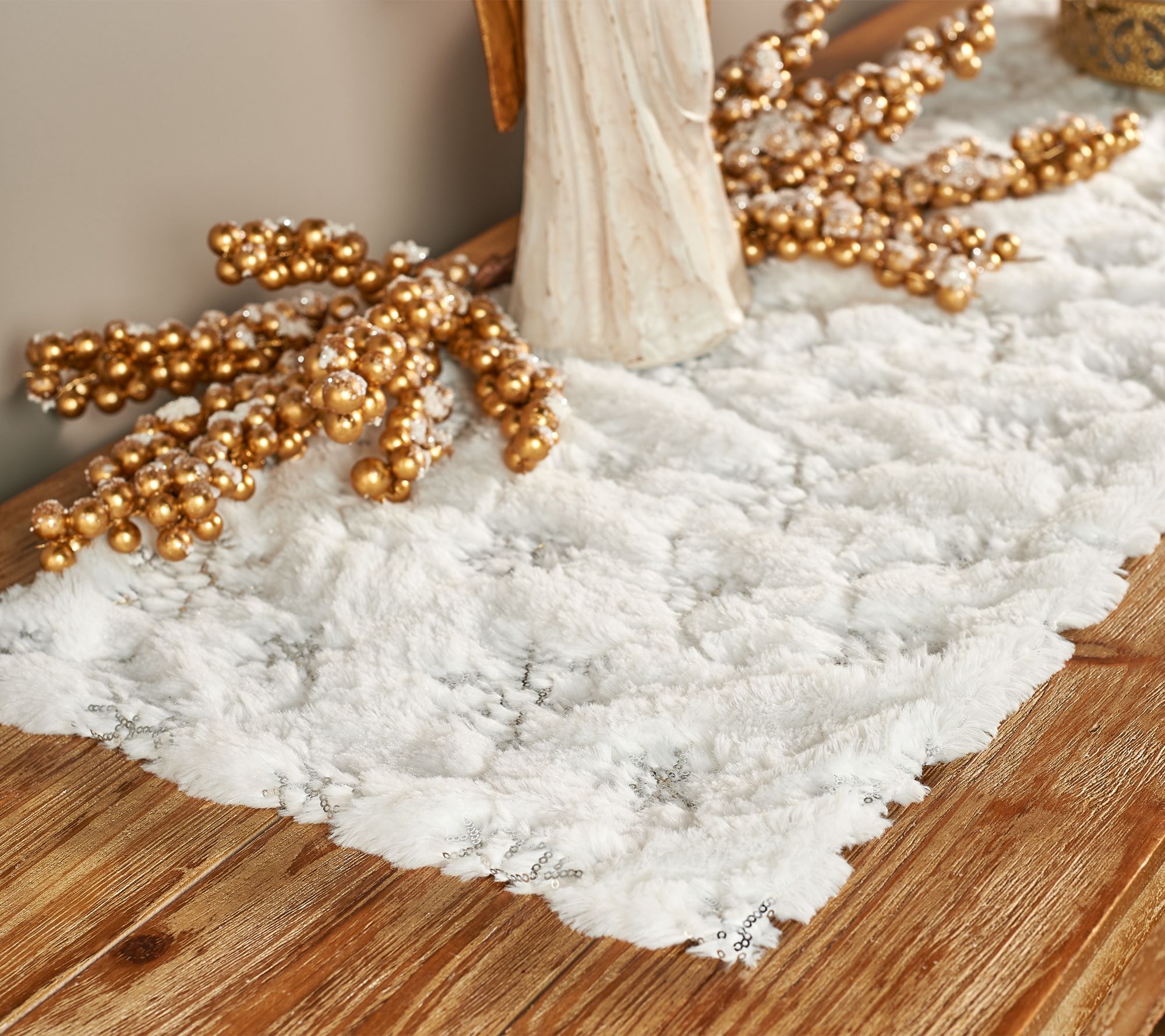 "As Is" 4' Plush Sequin Snowflake Scarf Accent by Valerie