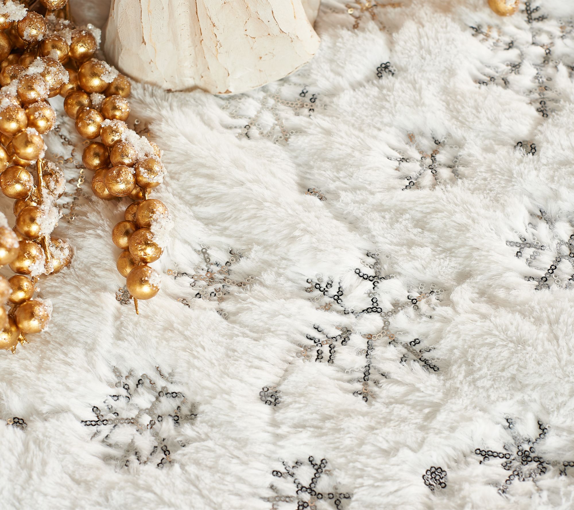 "As Is" 4' Plush Sequin Snowflake Scarf Accent by Valerie