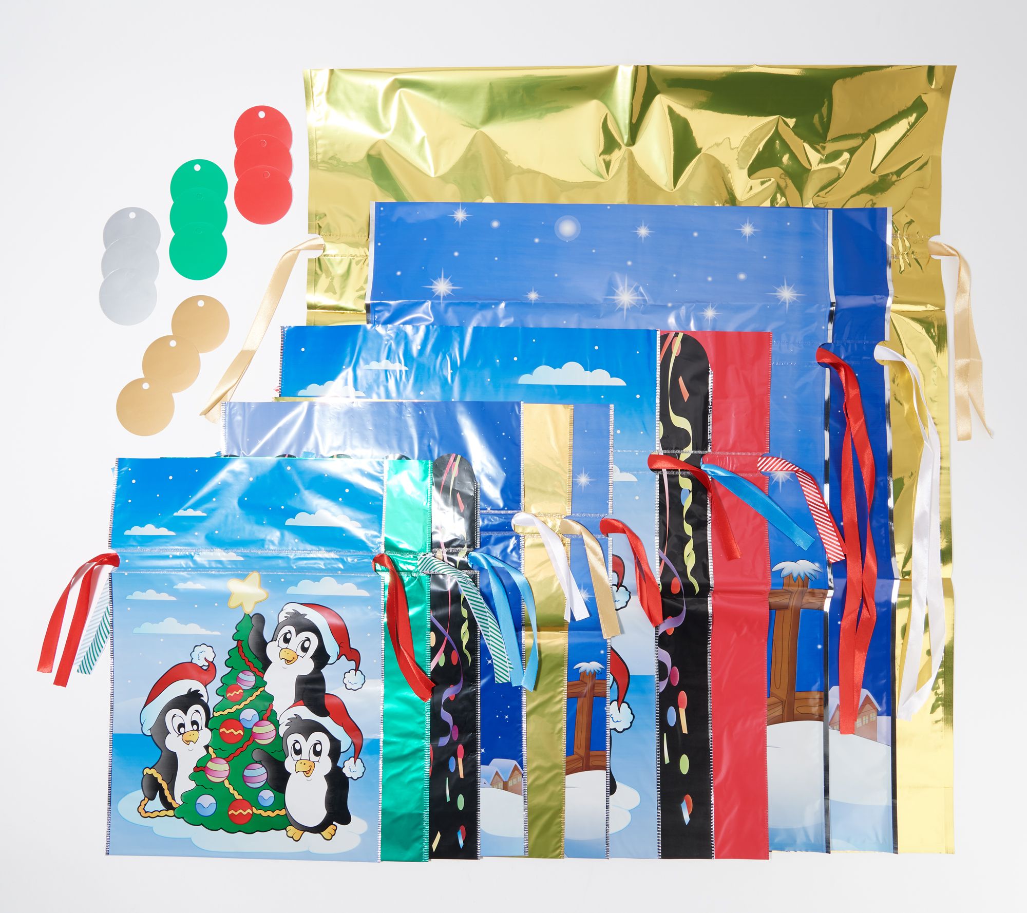 Kringle Express 24piece Drawstring Gift Bag Set with Tags