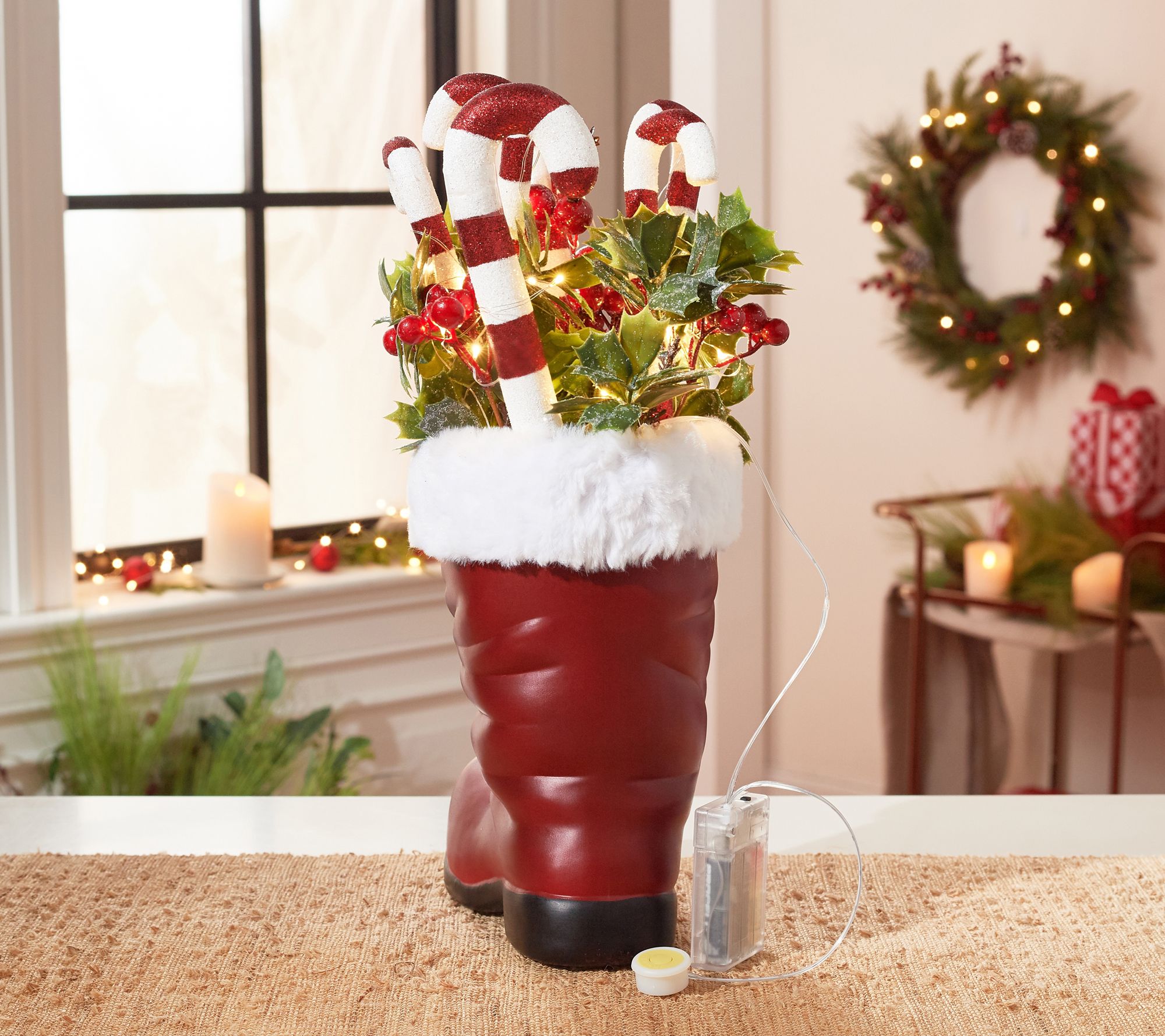 NEW Home Reflections 11 Illuminated Santa Boots HOLIDAY CHRISTMAS