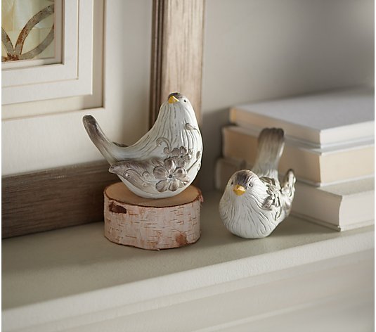 Set of Two Floral Embossed Birds by Valerie by Valerie