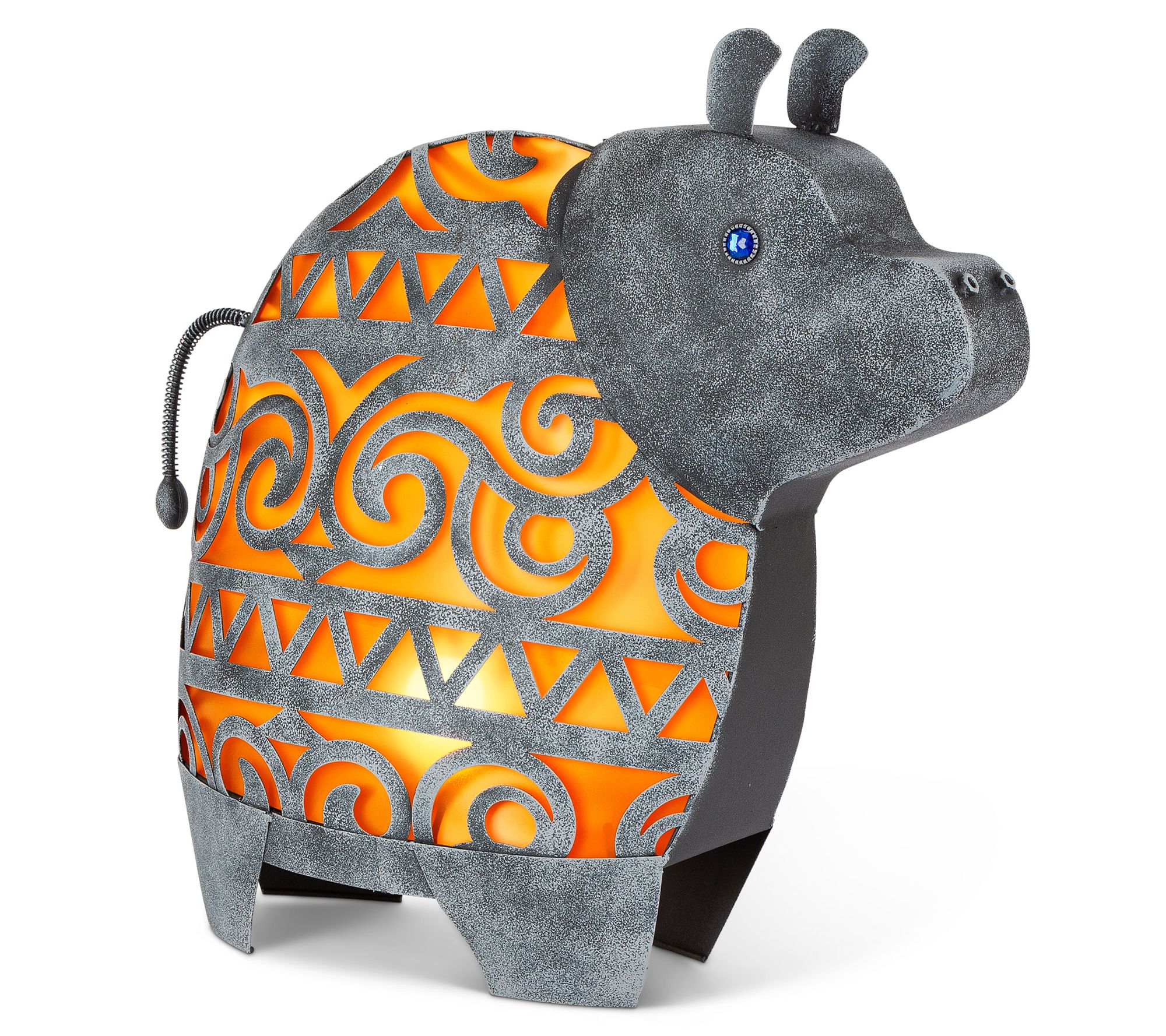 19.29"H Large Solar Silver Metal Hippo by Gerson Co