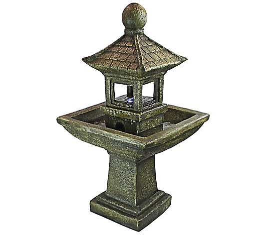 Design Toscano Sacred Space LED Pagoda Garden Fountain