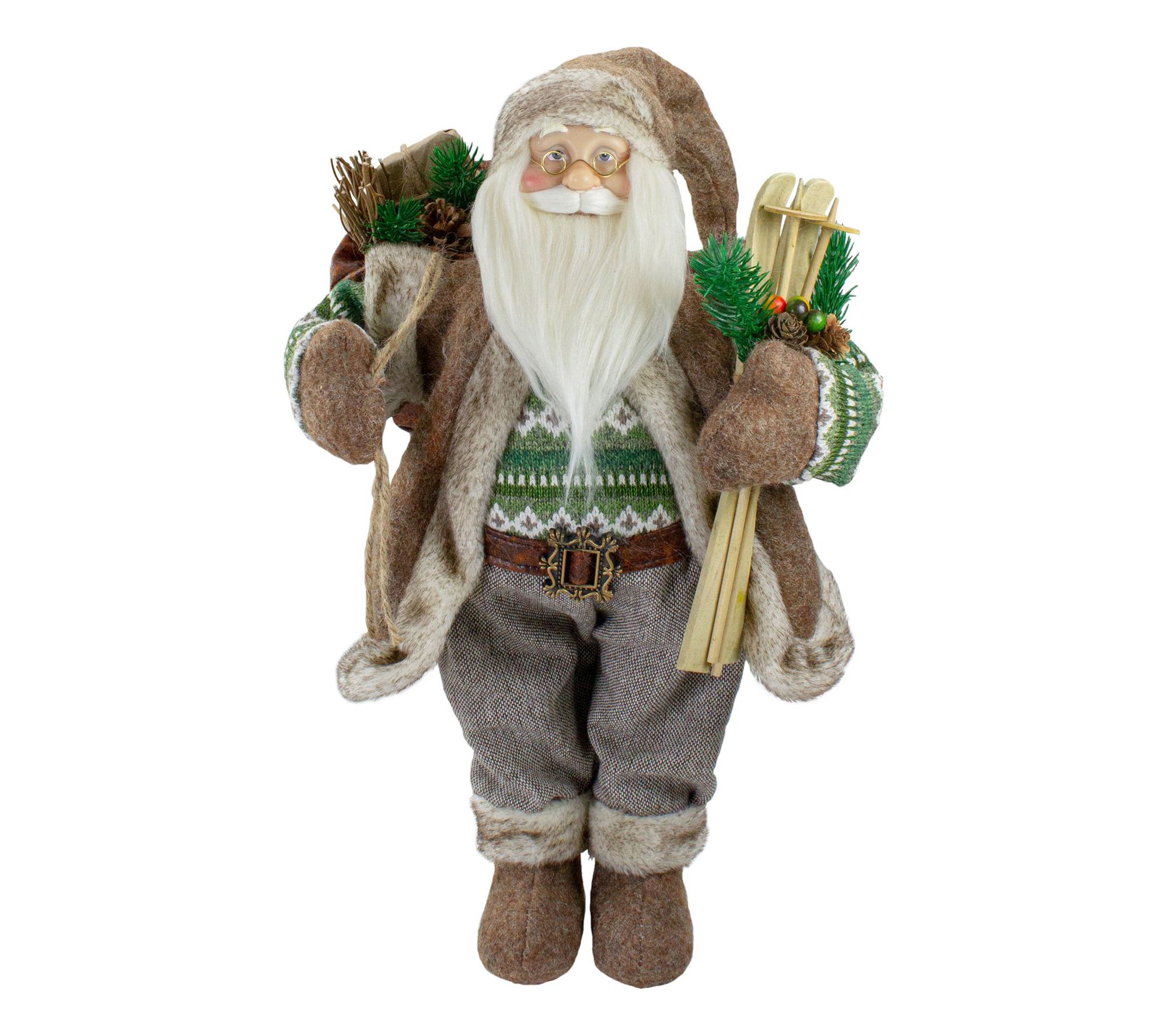 Northlight 18" Standing Santa Figure Carrying Presents & Skis