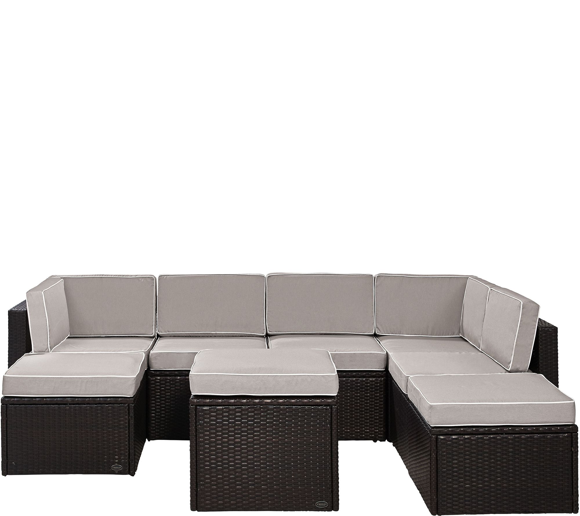 Crosley Palm Harbor Brown 8-Piece Outdoor Wicker Seating Set - QVC.com