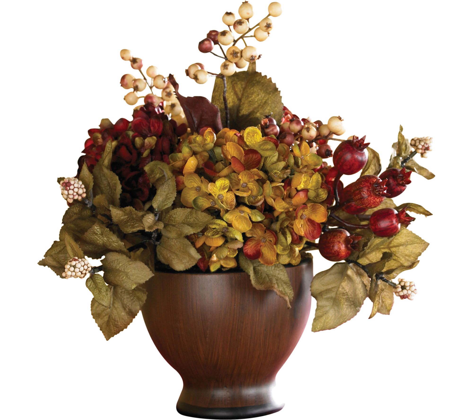 Autumn Hydrangea w/Round Vase by Nearly Natural
