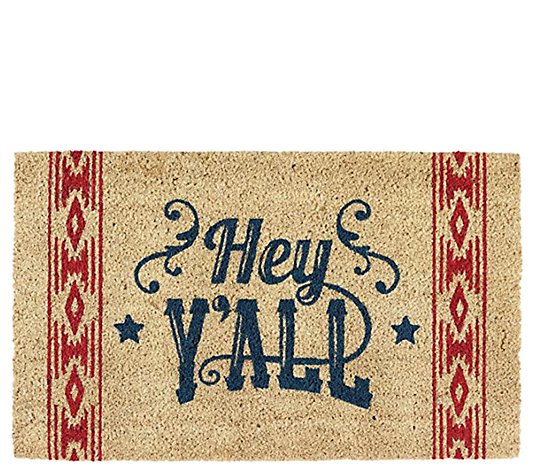 Hey Y'All Natural Coir Doormat with Nonslip Back