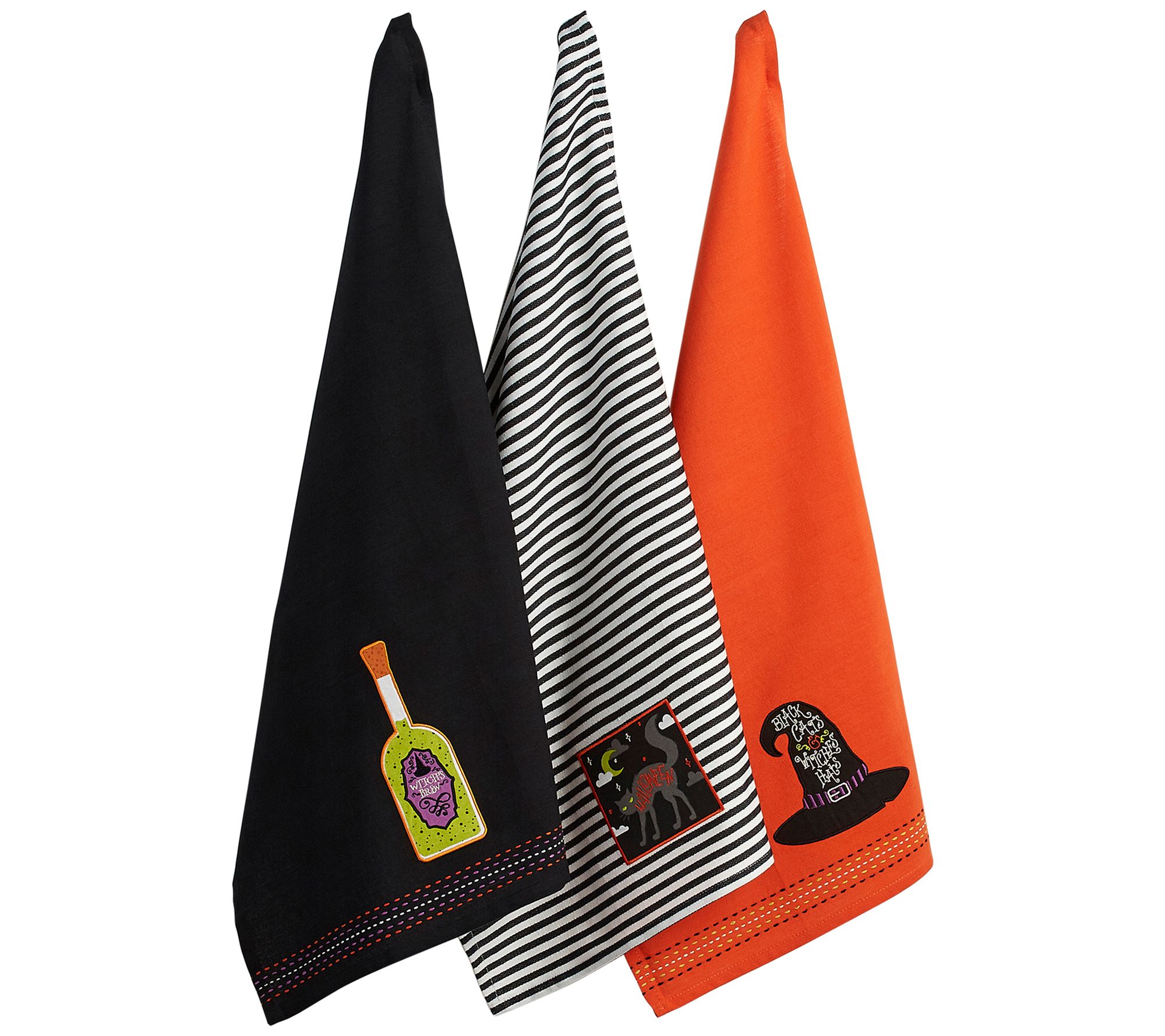 Design Imports Set of 3 Bewitched Embellished Kitchen Towels