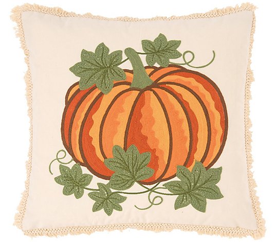 Crewelwork Pumpkin Pillow by Valerie