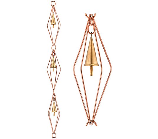 Copper Diamond 8.5' Rain Chain with Bells by Good Directions