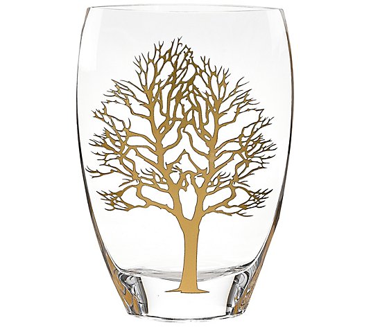 Badash Crystal Gold Tree of Life Mouth Blown 12" Crystal Vase
