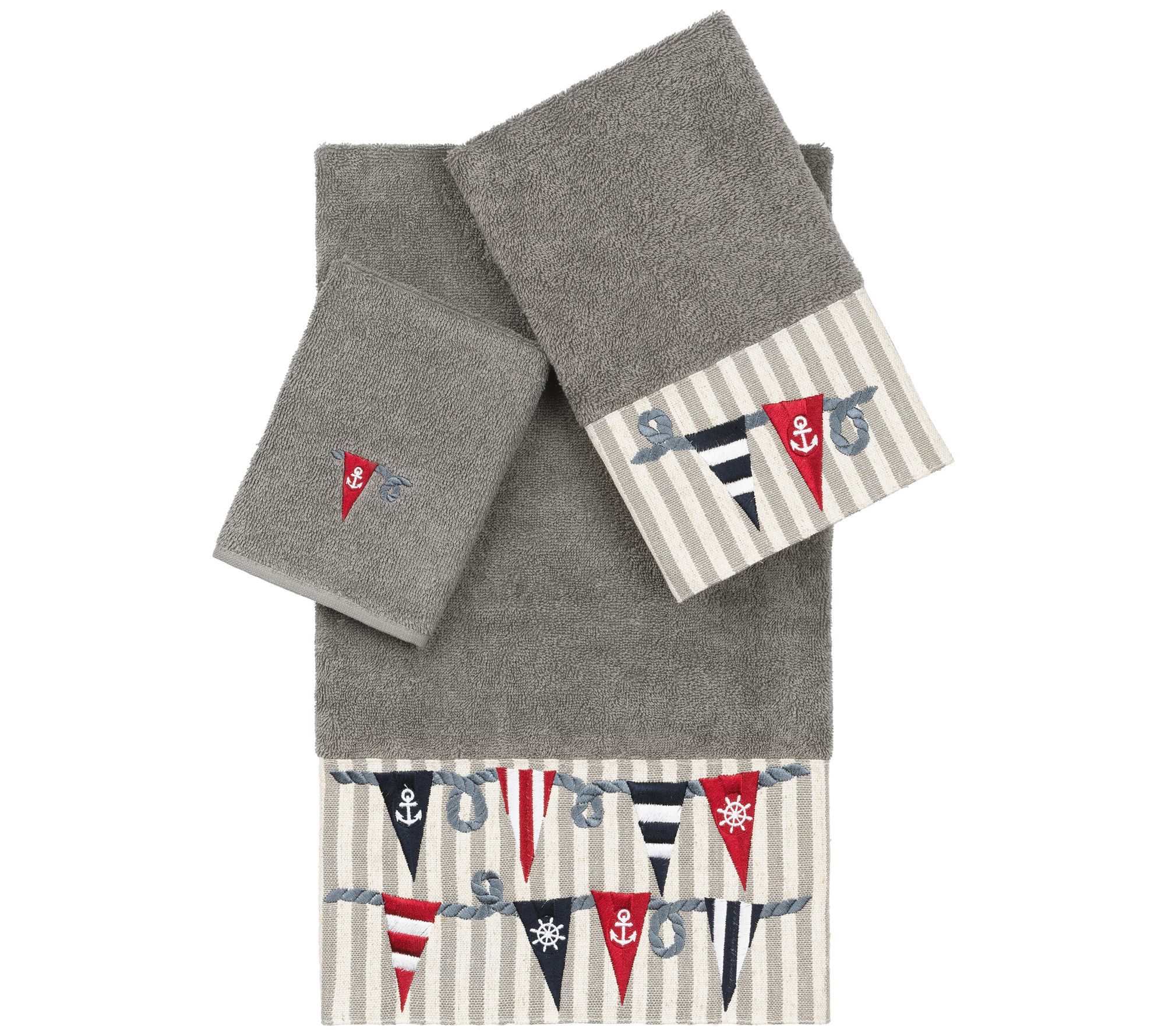 Linum Home Textiles Ethan 3PC Embellished TowelSet
