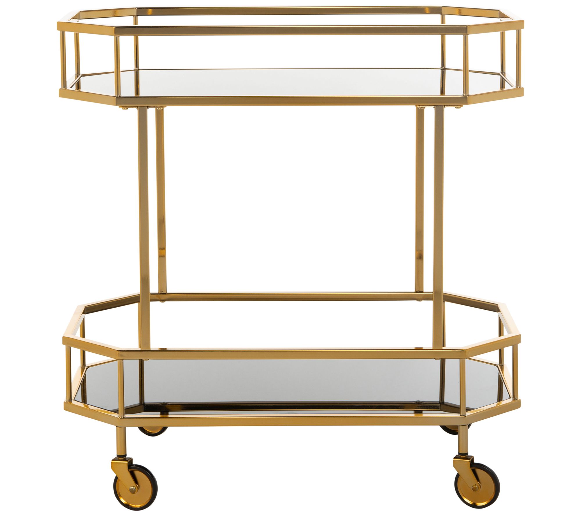 Luxe Rachel Zoe 3-Tier Brass Bar Cart with Glass Shelves - QVC.com