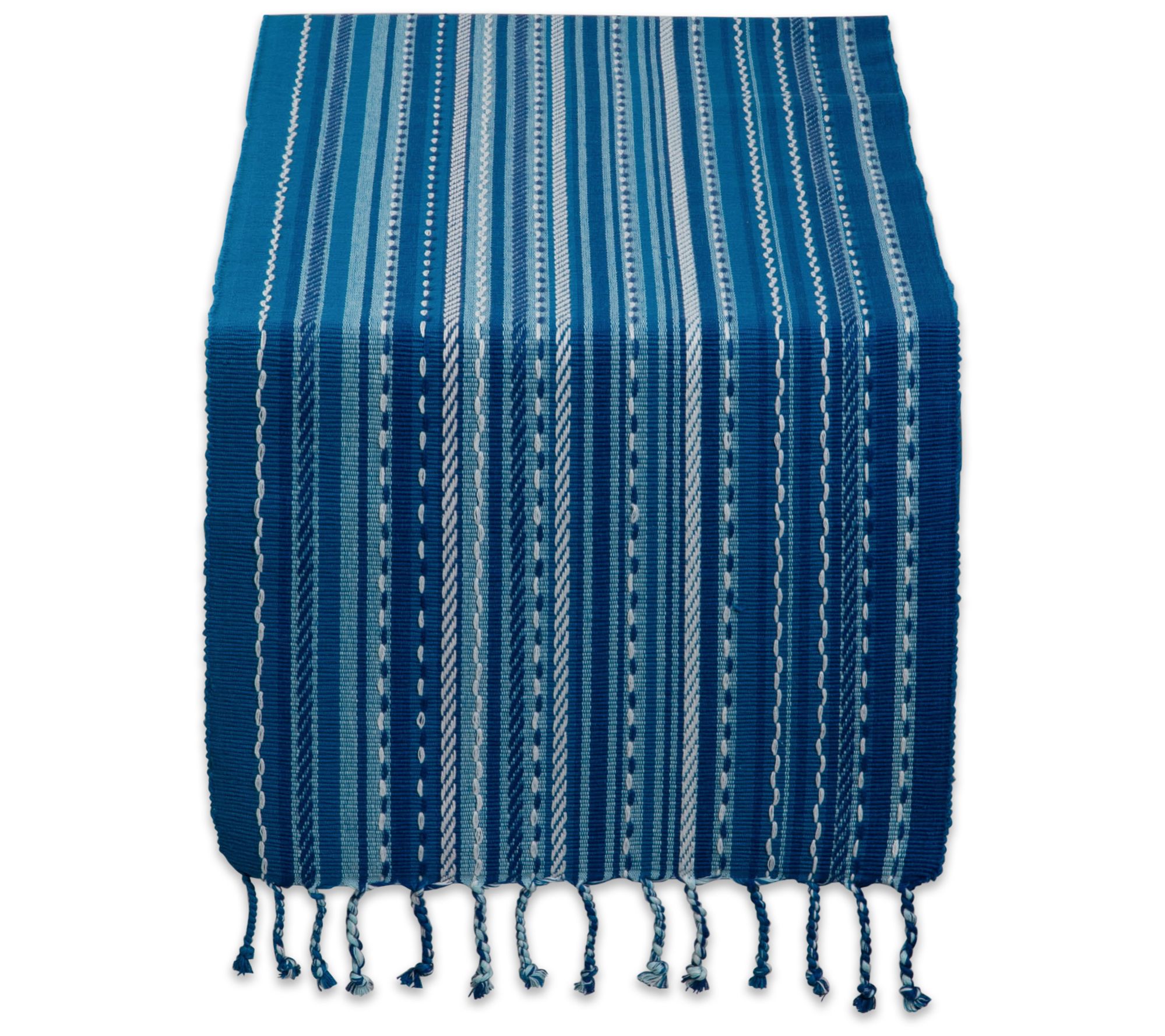 Design Imports 14x72 Tonal Stripe Fringe TableRunner